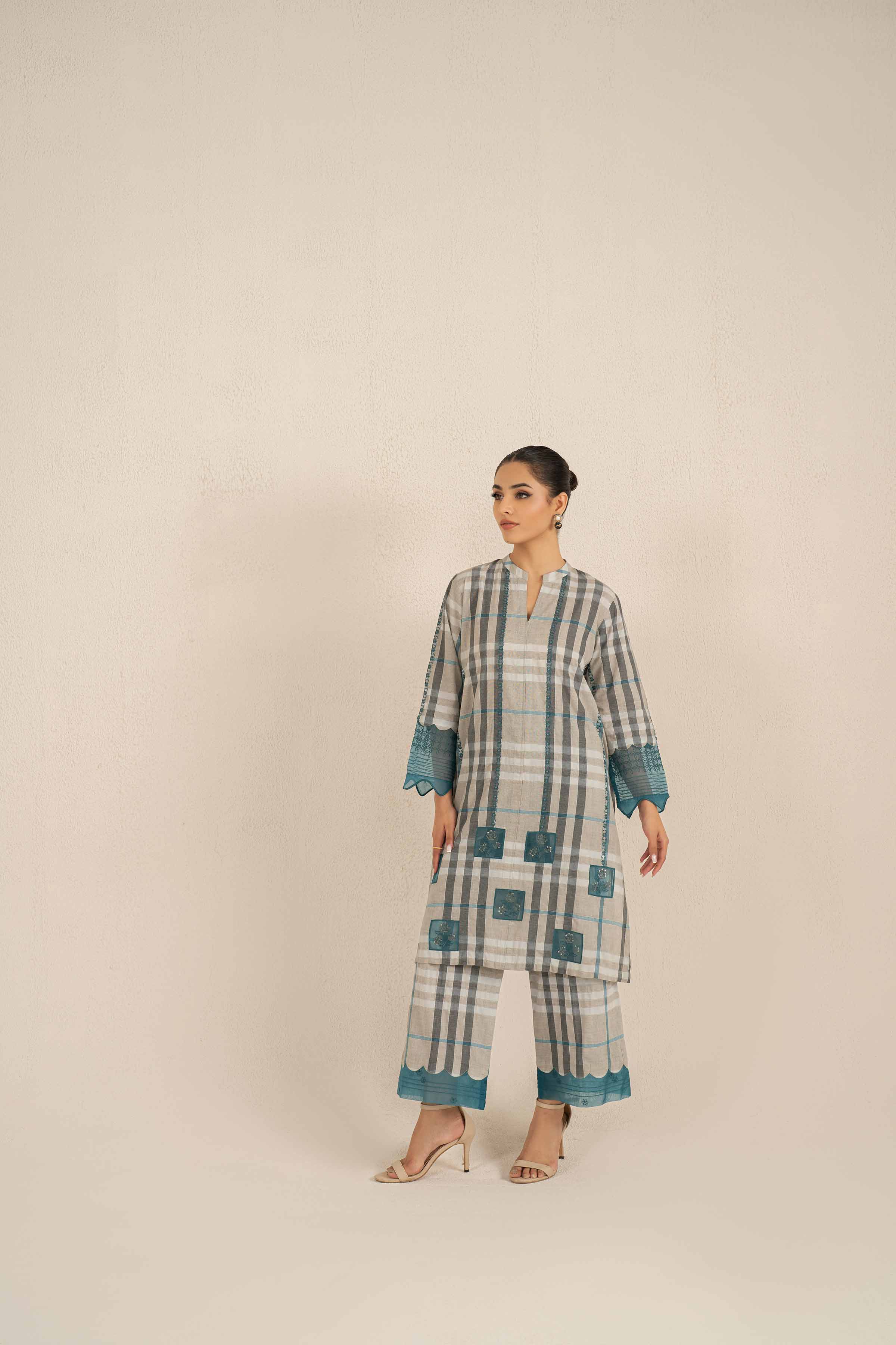 2 Piece - Printed Embroidered Suit - KFS25-23