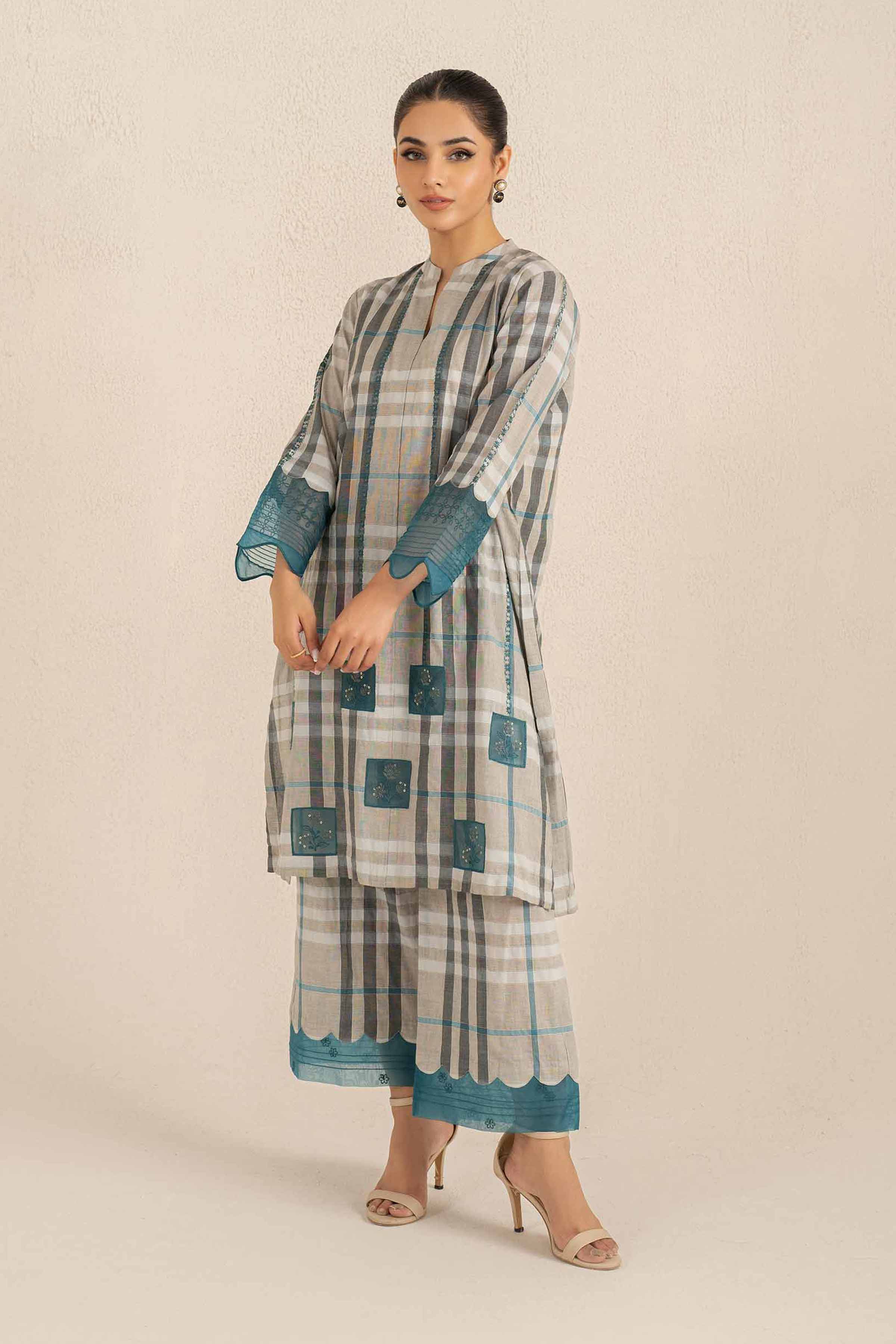 2 Piece - Printed Embroidered Suit - KFS25-23