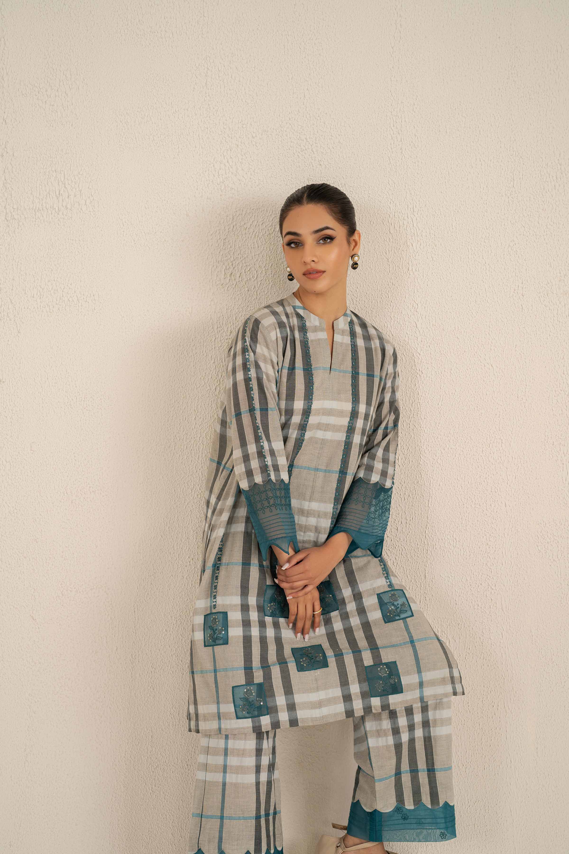 2 Piece - Printed Embroidered Suit - KFS25-23