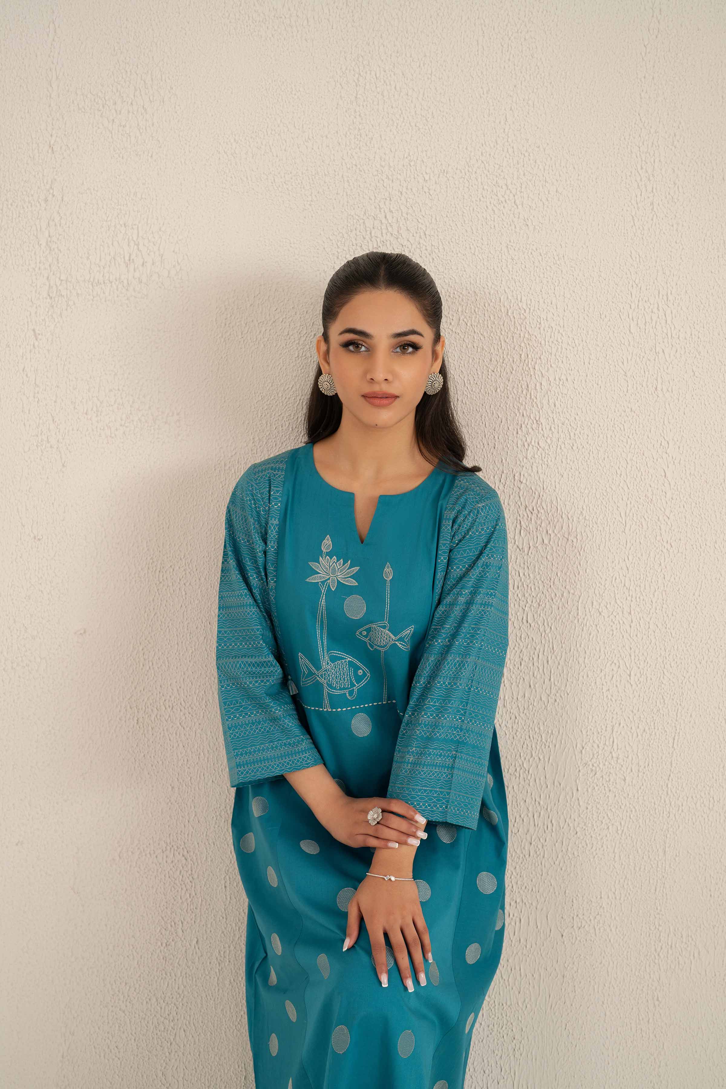 NishatUAE - Ferozi Embroidered Ready To Wear Shirt