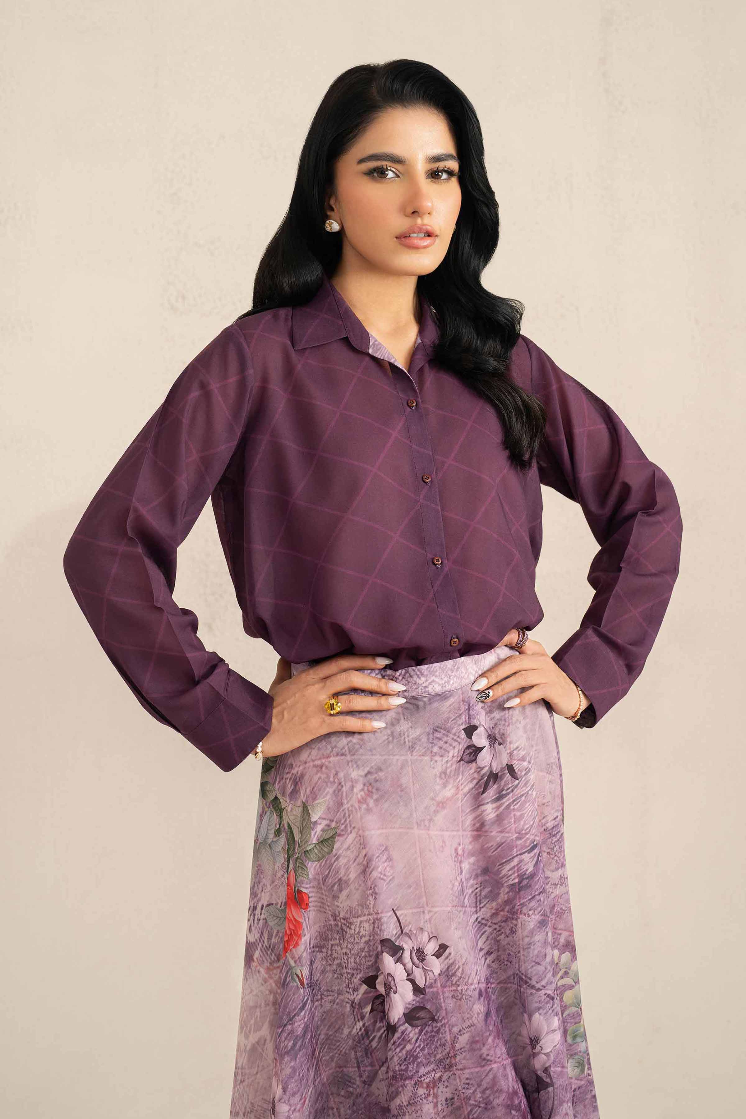 NishatUAE - Purple Printed 2-piece Ready To Wear Dress
