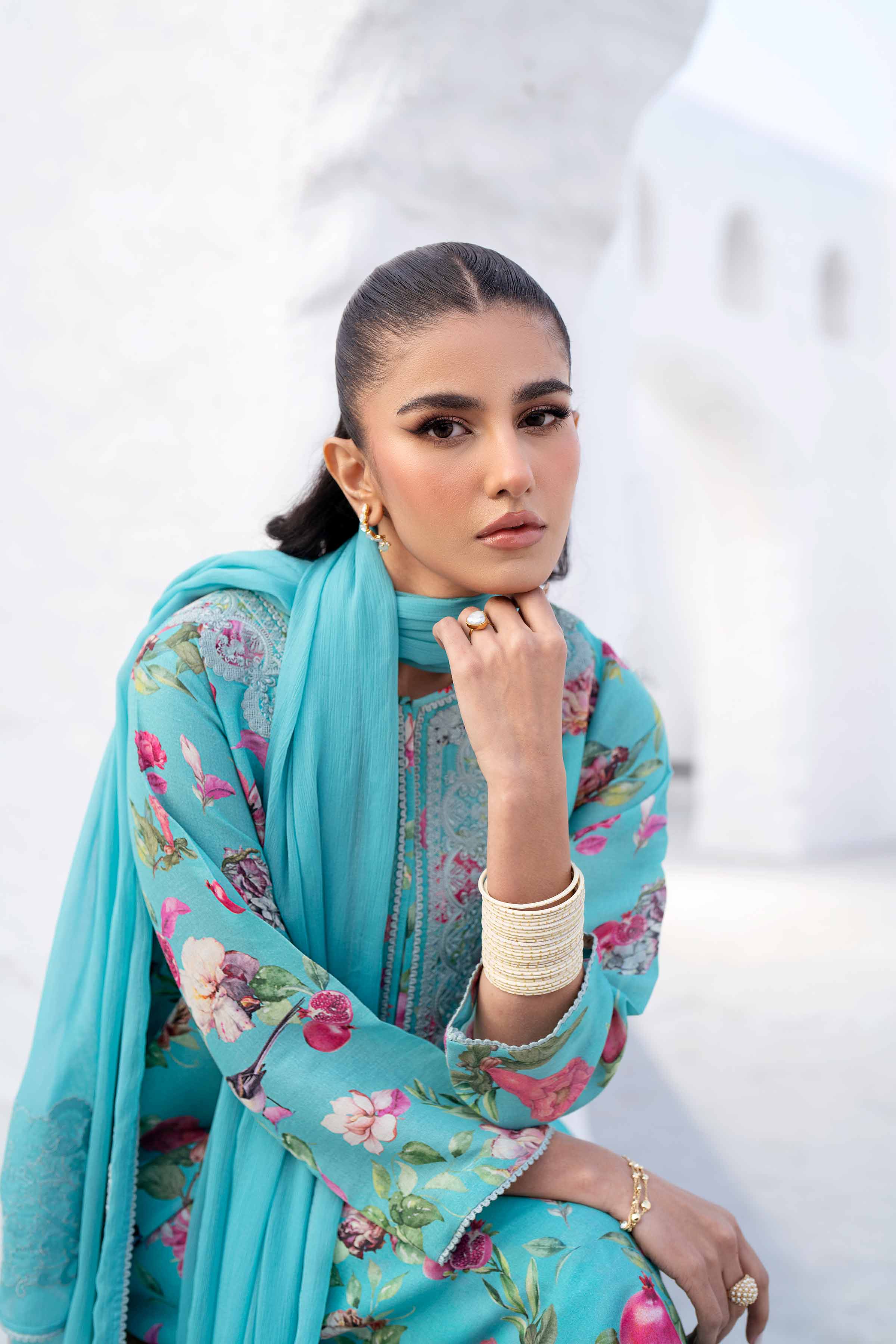 3 Piece - Printed Embroidered Suit - KFS25-44