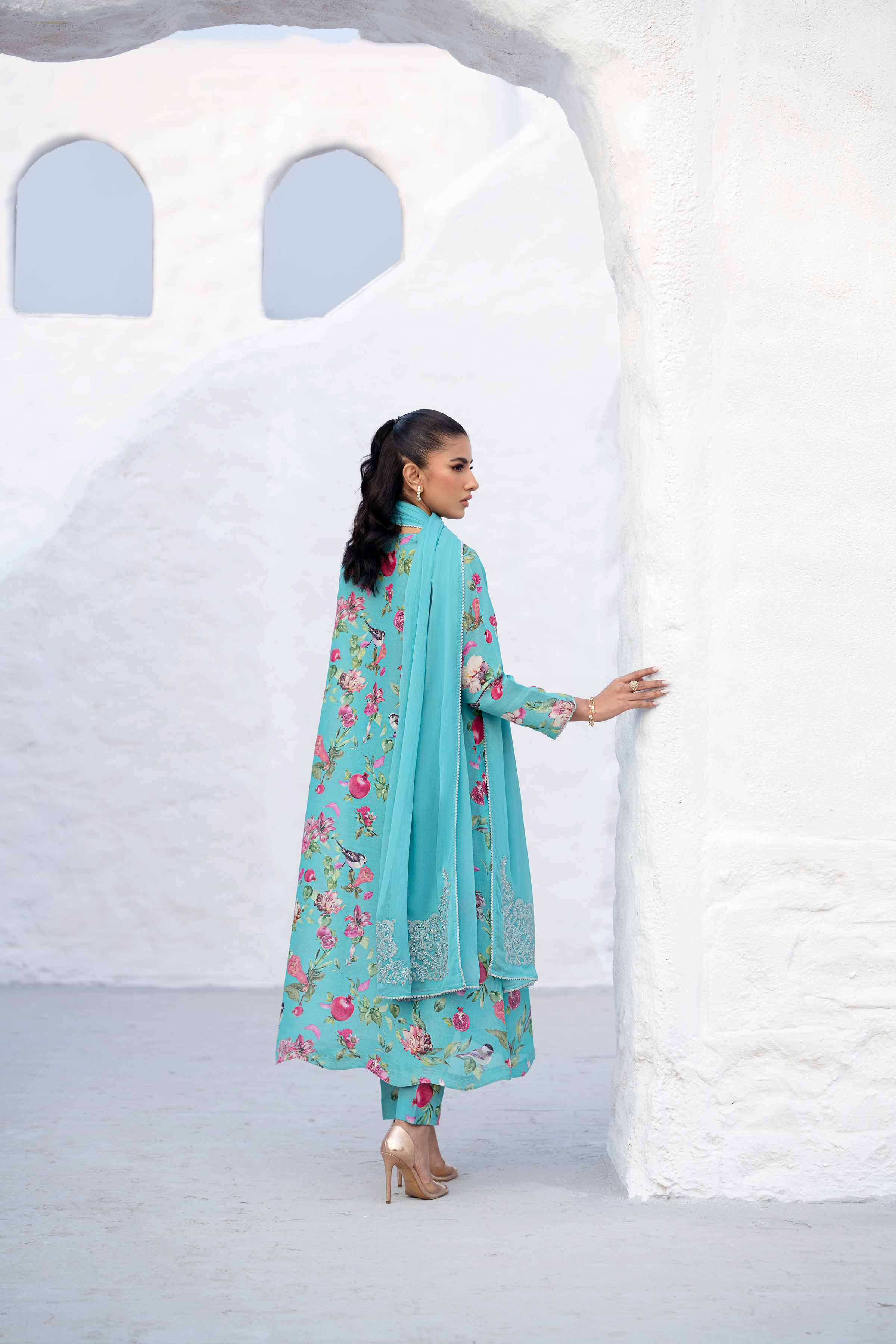 3 Piece - Printed Embroidered Suit - KFS25-44