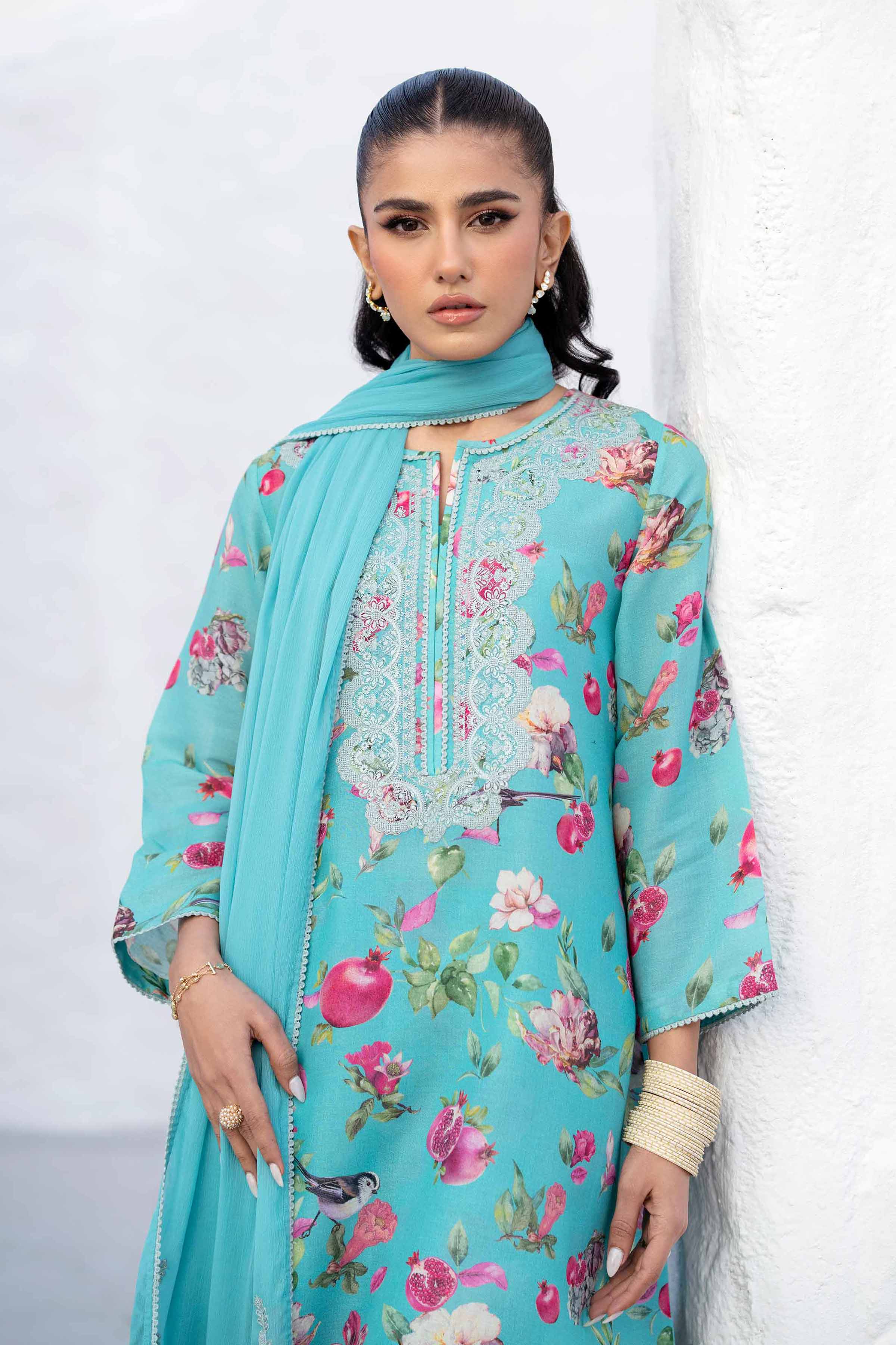 3 Piece - Printed Embroidered Suit - KFS25-44