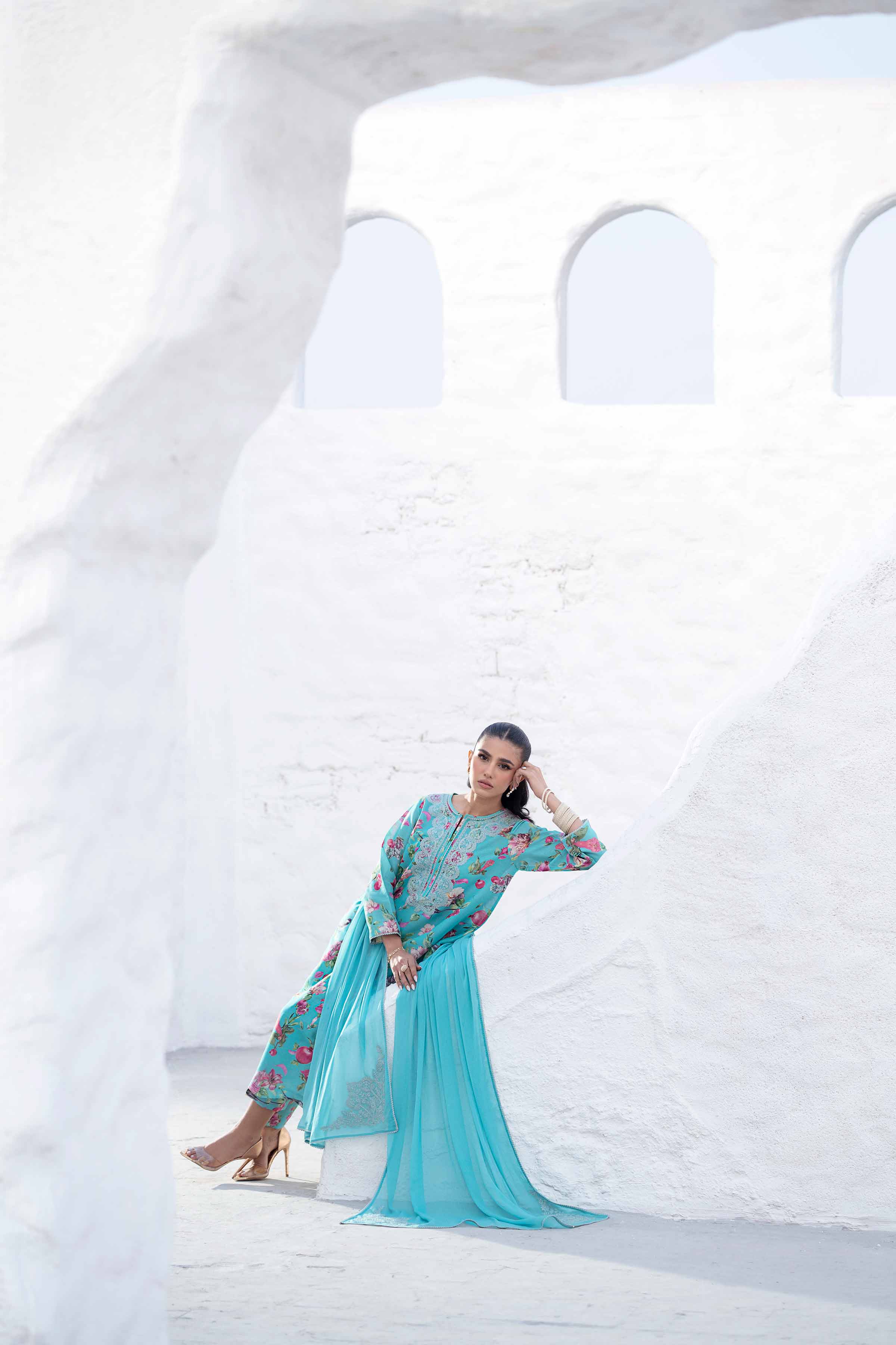 3 Piece - Printed Embroidered Suit - KFS25-44