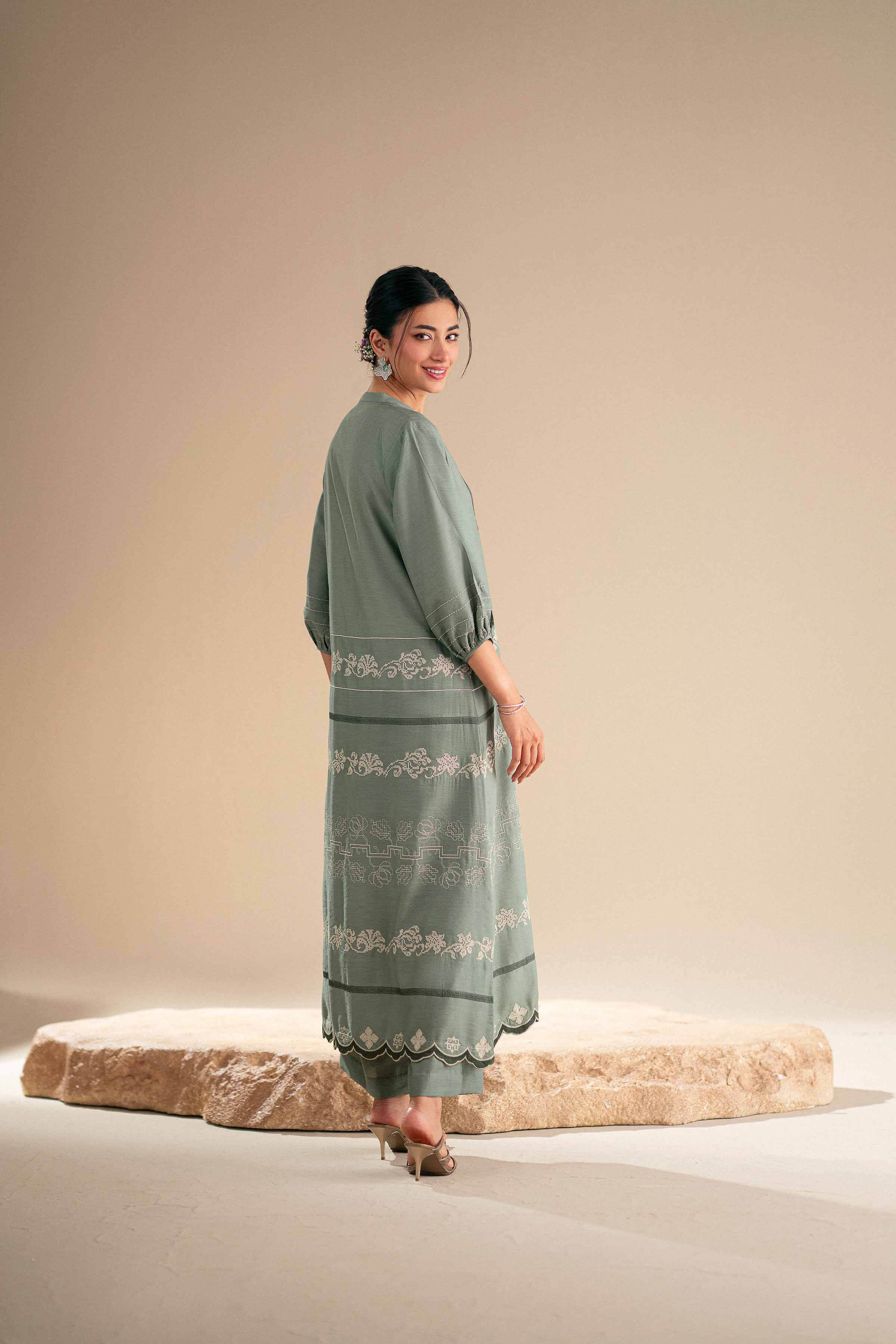 2 Piece - Embroidered Suit - KFS25-90