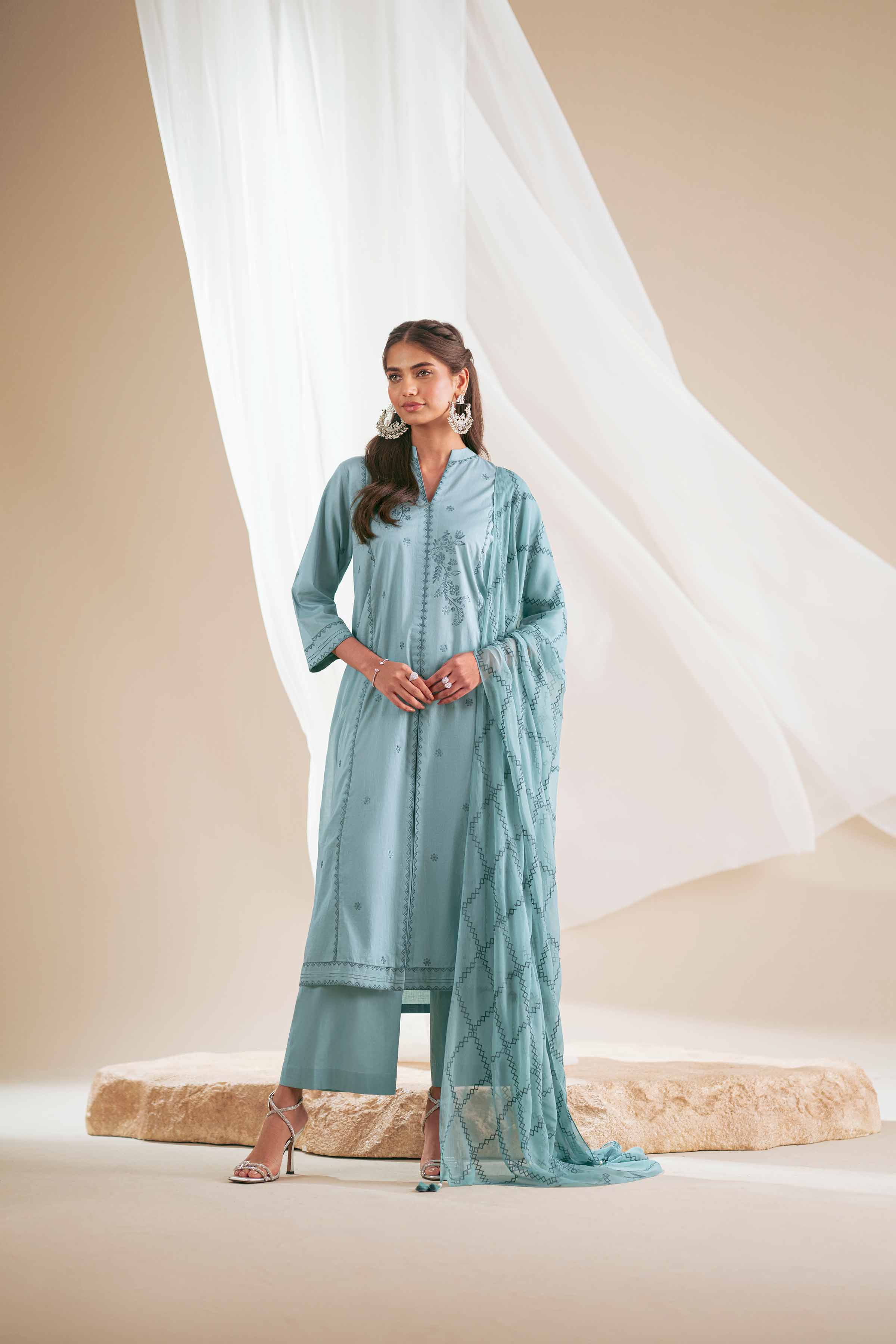 3 Piece - Embroidered Suit - KFS25-91