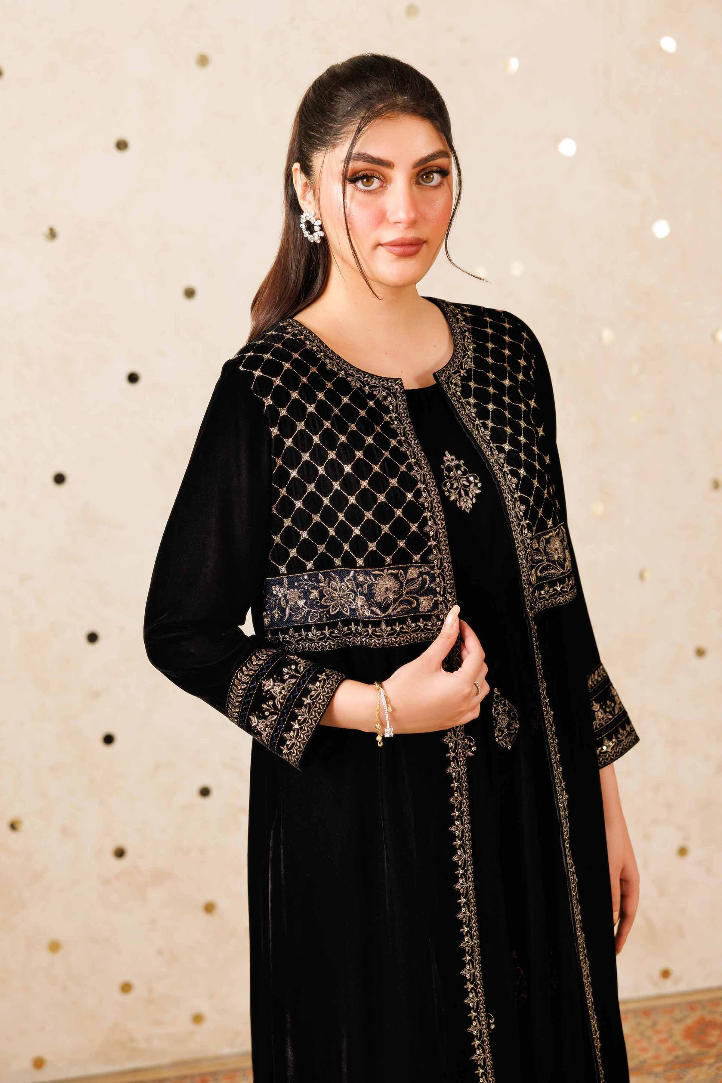 NISHATUAE - Black Embroidered Velvet 2-piece Ready to wear Dress