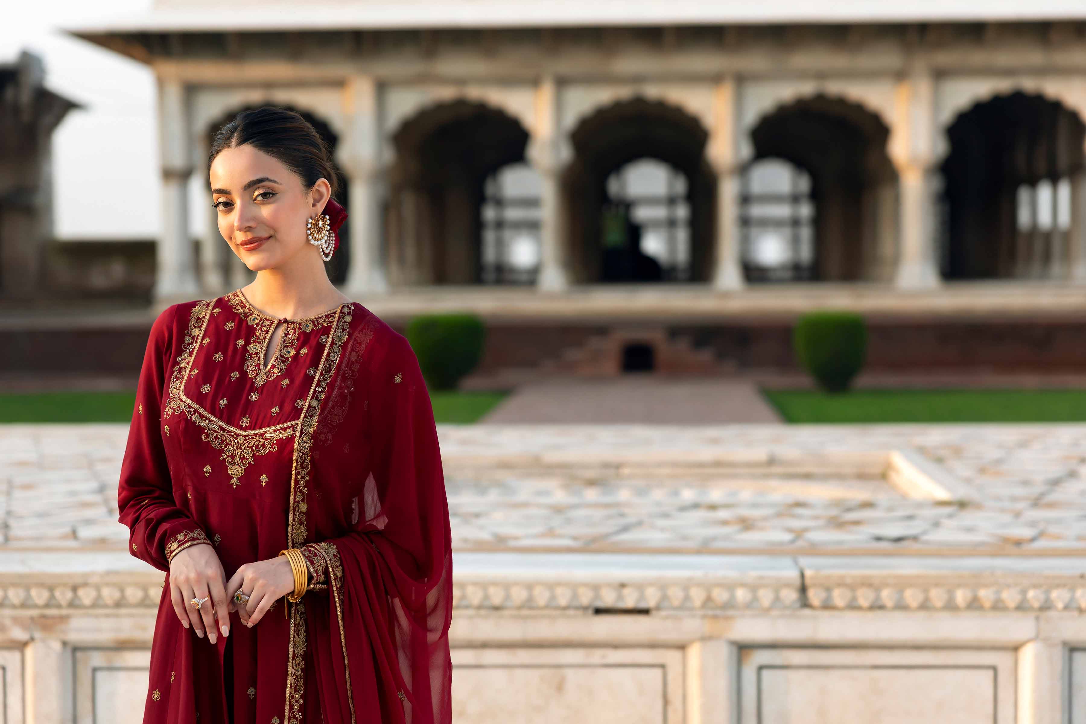 NISHATUAE - Red Embroidered Viscose 3-piece Ready to wear Suit