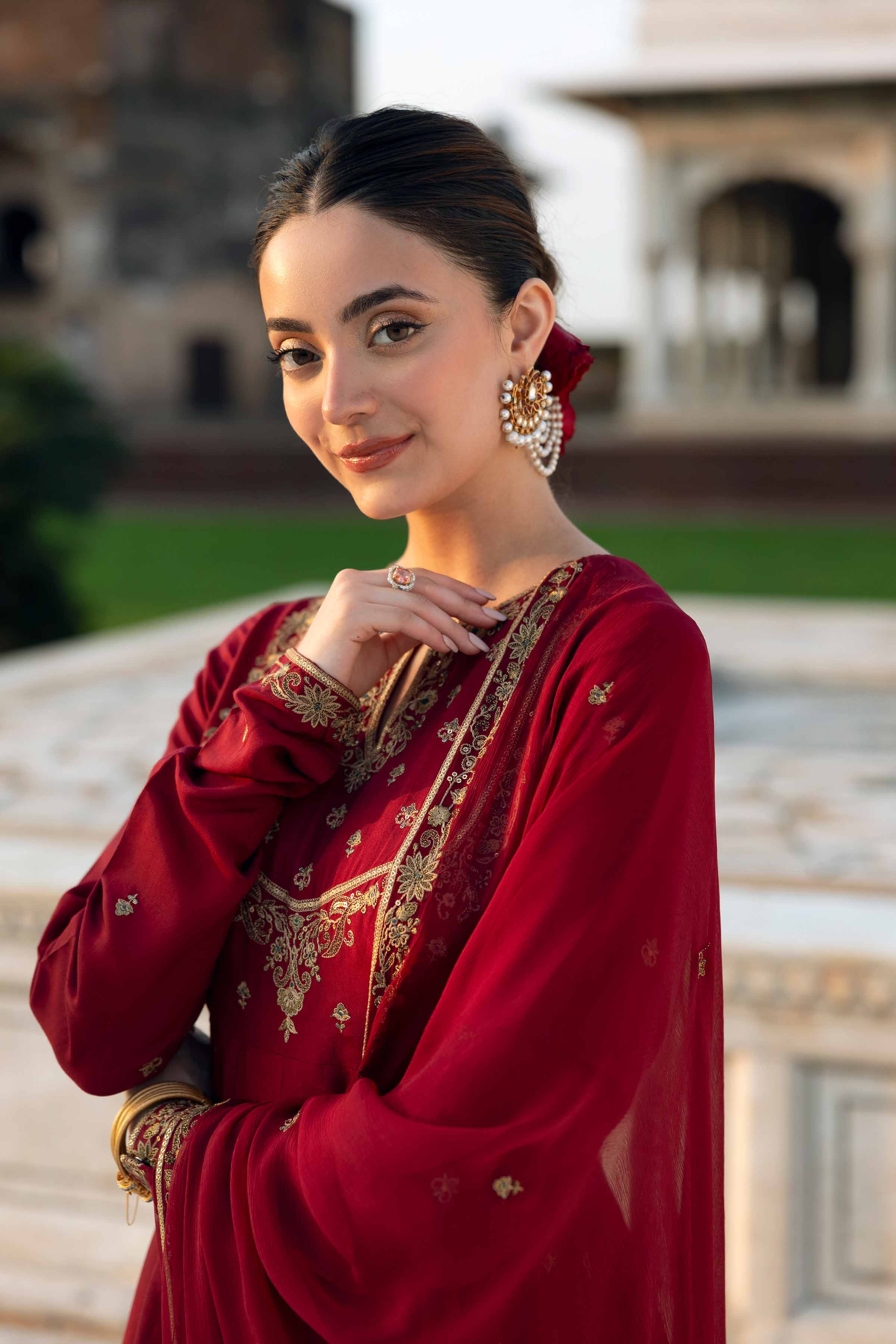 NISHATUAE - Red Embroidered Viscose 3-piece Ready to wear Suit