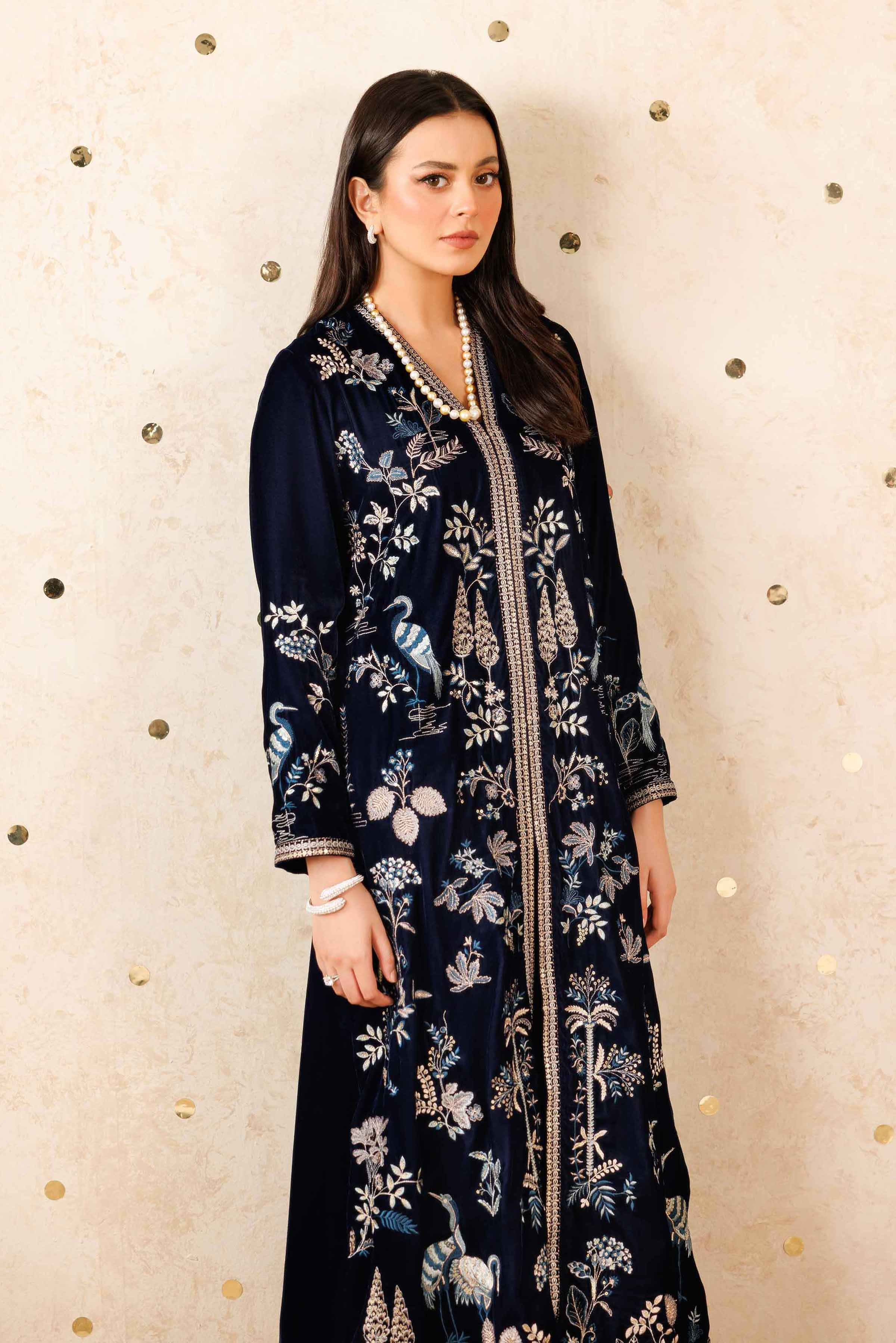 NISHATUAE - Blue Embroidered Velvet 2-piece Ready to wear Dress
