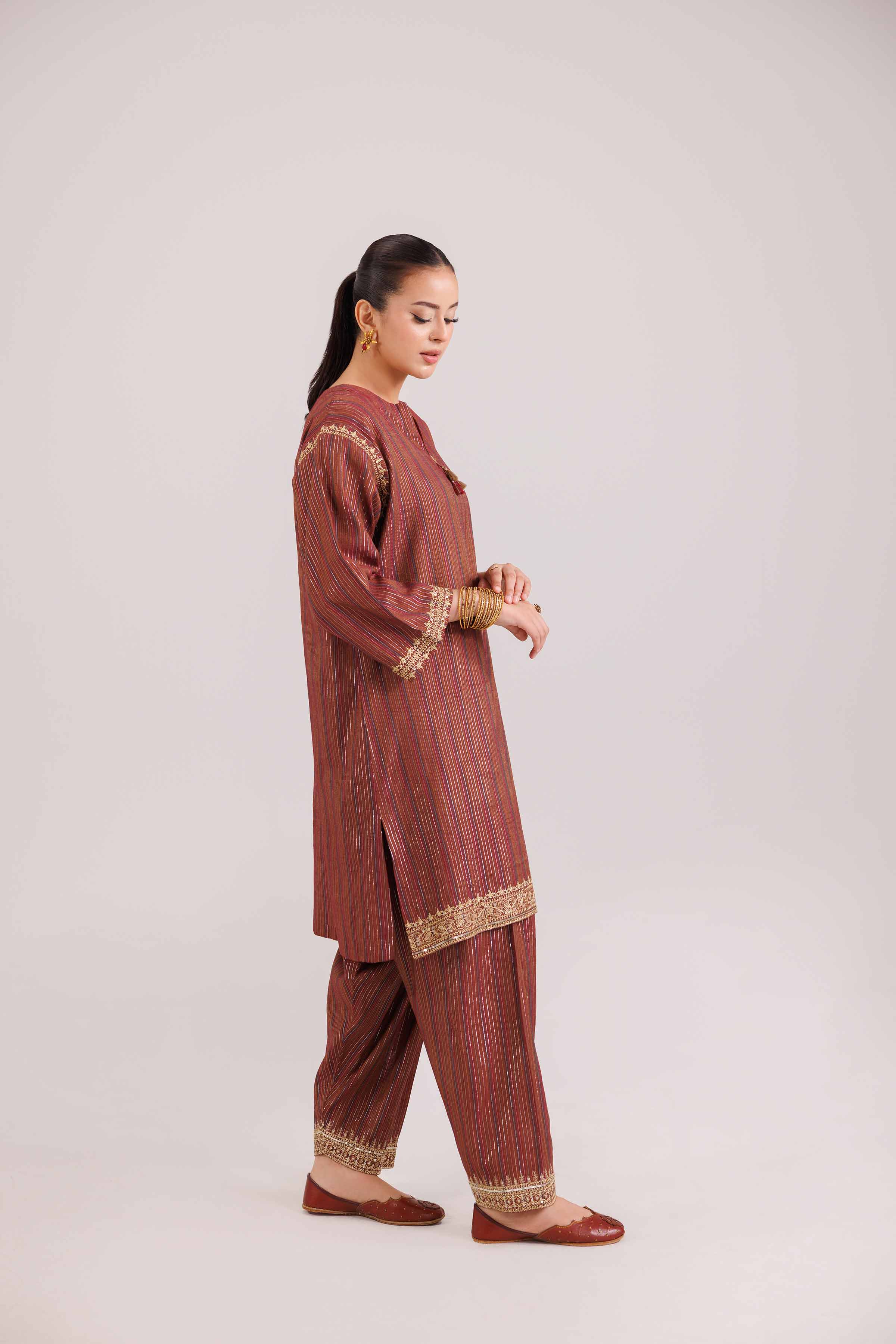 NishatUAE - Multi Embroidered Yarn Dyed 2-piece Ready To Wear Dress
