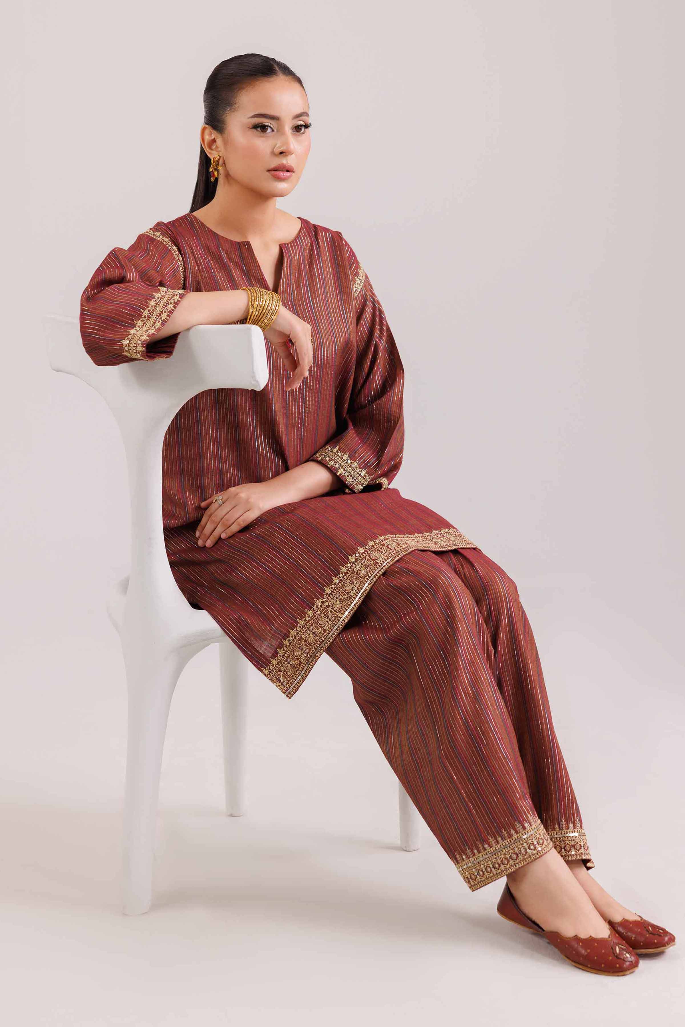 NishatUAE - Multi Embroidered Yarn Dyed 2-piece Ready To Wear Dress