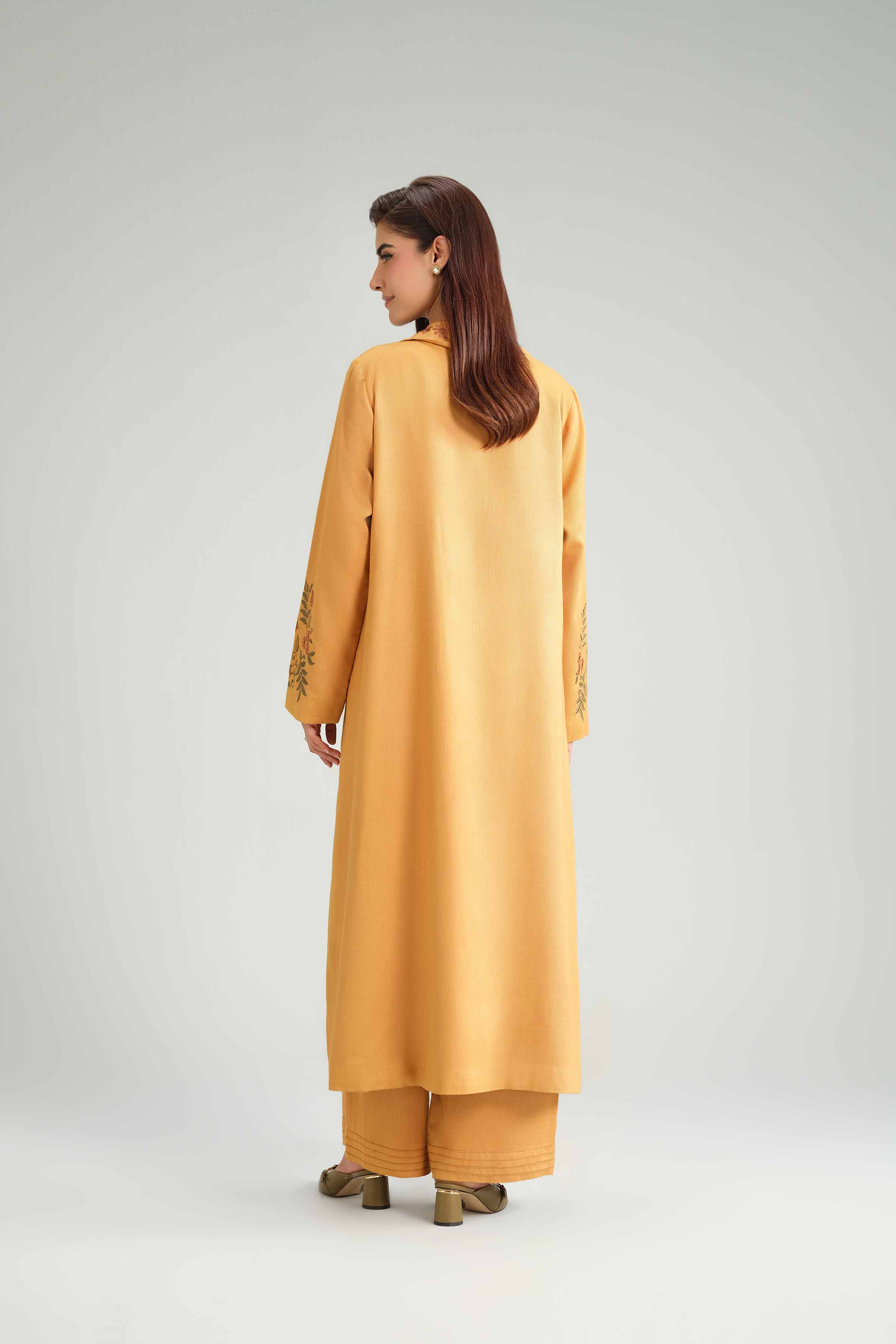 NISHATUAE - Mustard Embroidered Textured 2-piece Ready to wear Dress