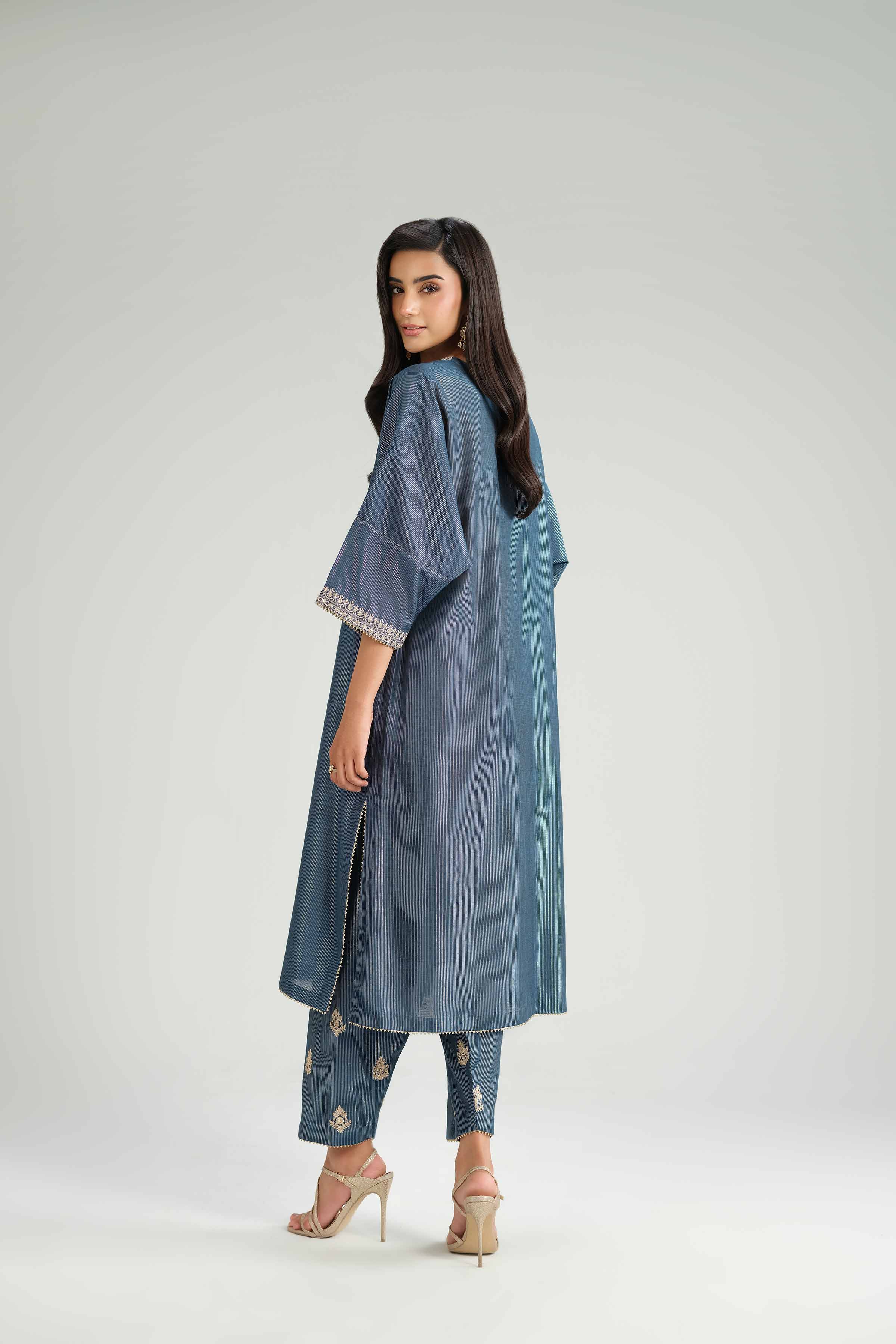 NishatUAE - Blue Embroidered Yarn Dyed 2-piece Ready to wear Dress