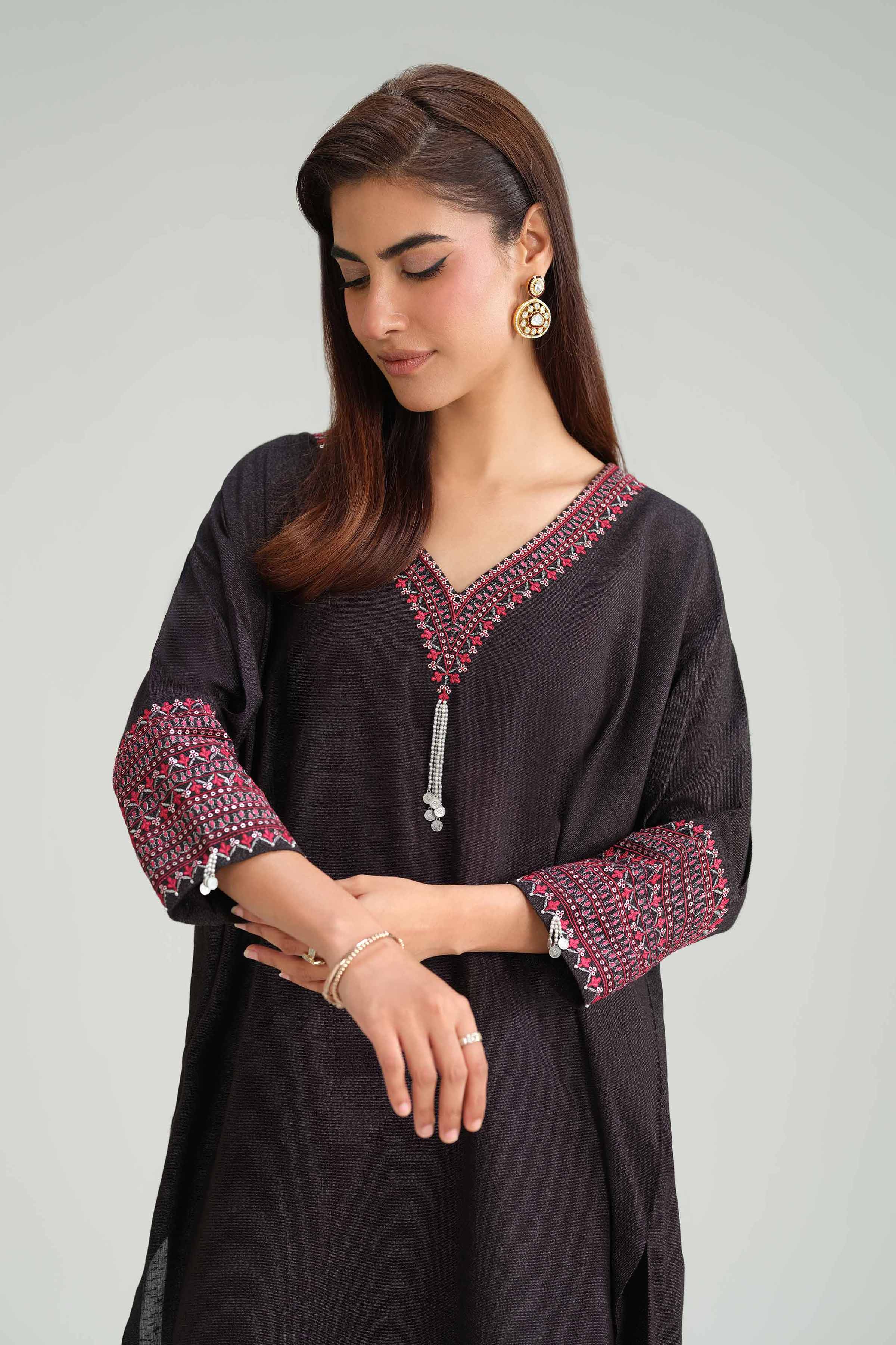 NISHATUAE - Black Embroidered Karandi 2-piece Ready to wear Dress