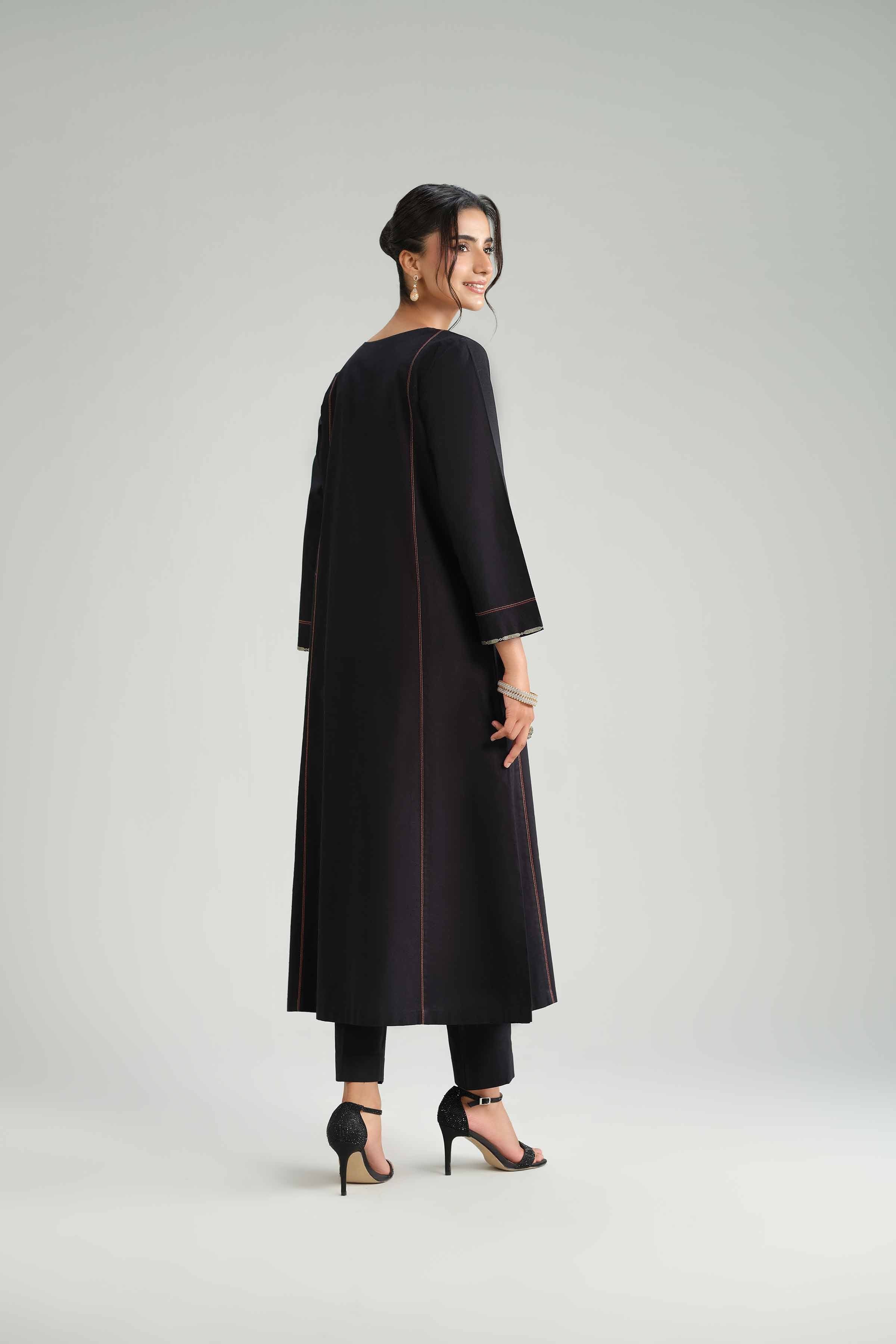 NishatUAE - Black Embroidered Karandi 2-piece Ready To Wear Dress