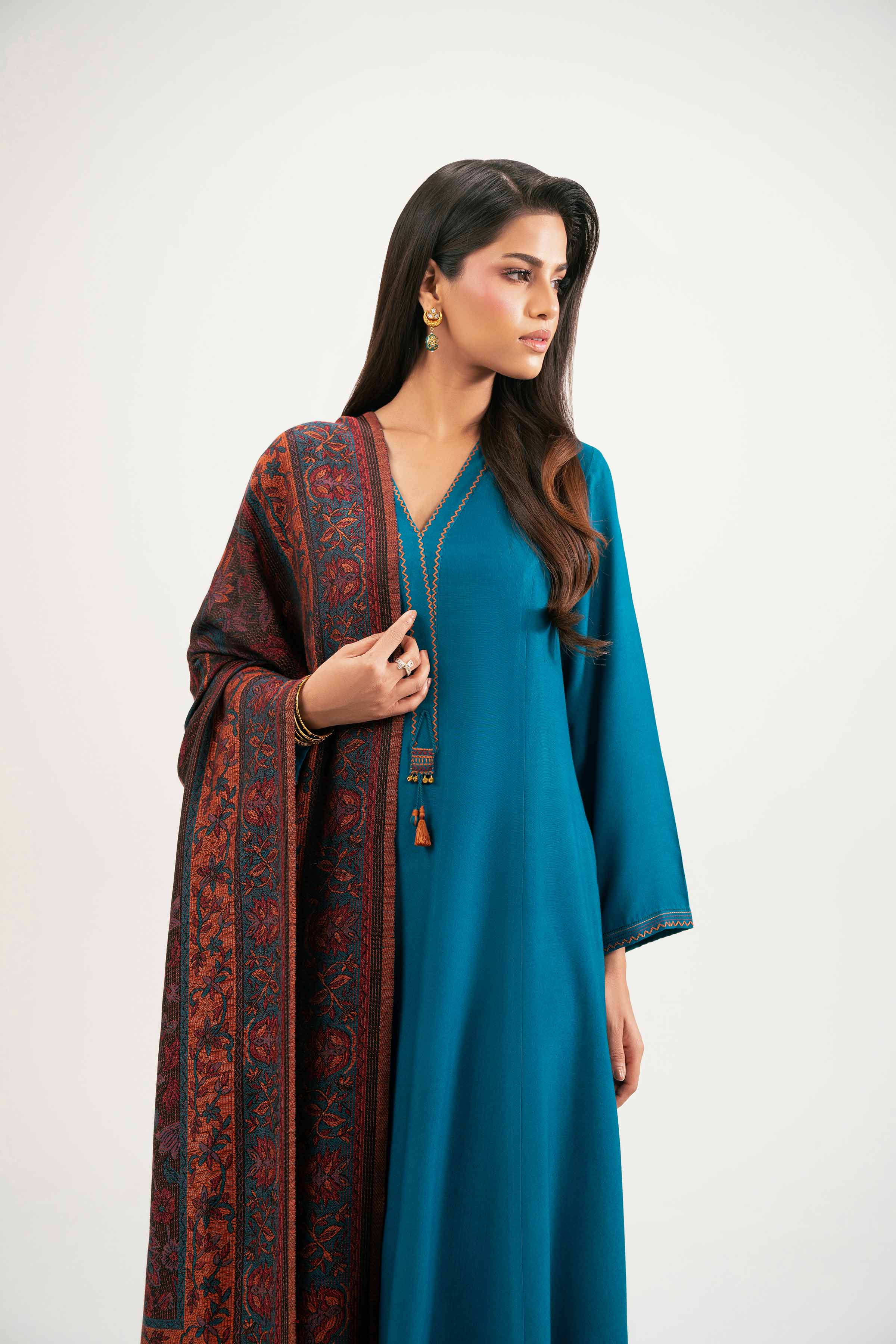 NISHATUAE - Blue Solids Linen 3-piece Ready to wear Suit