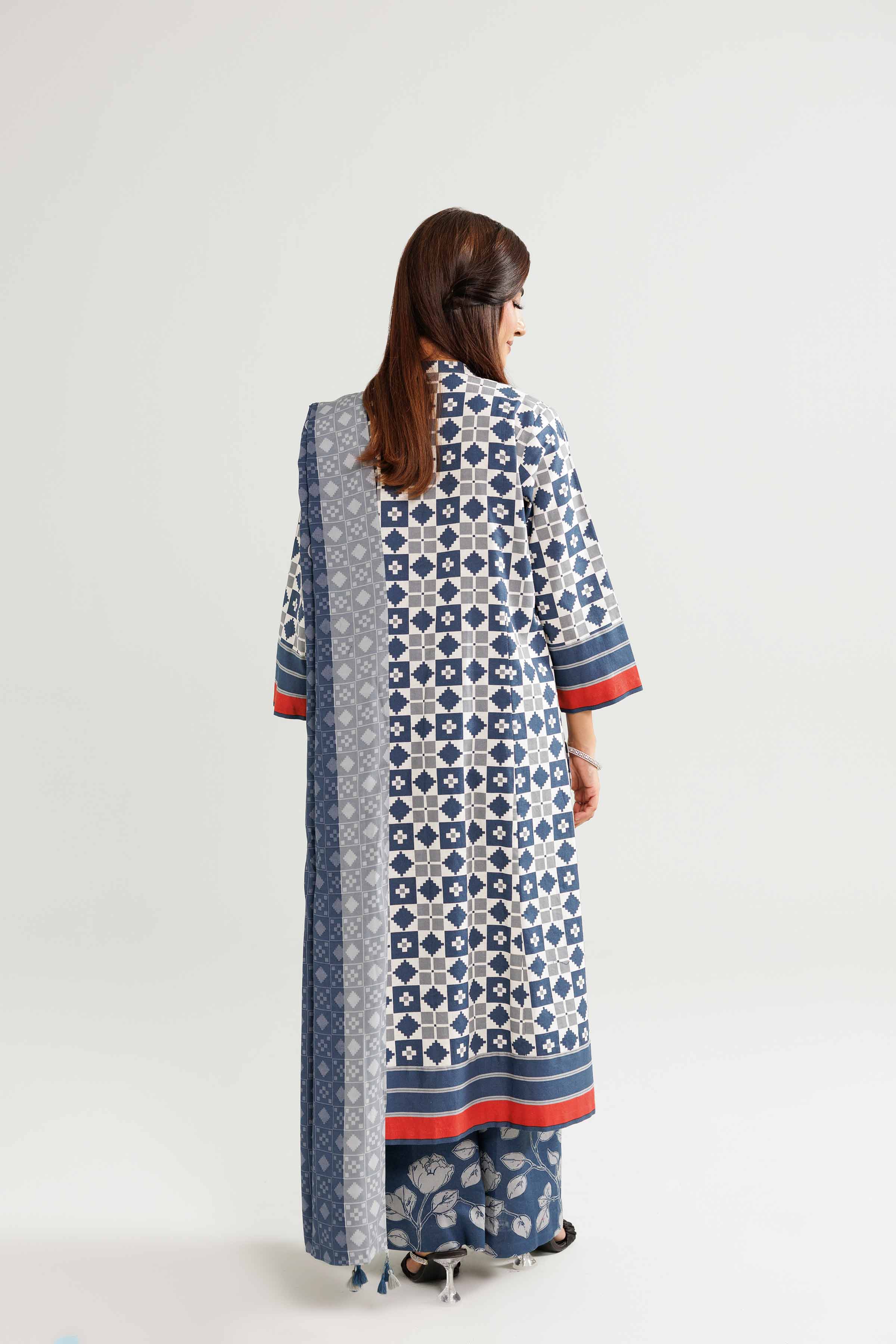 NISHATUAE - Multi Printed Linen 3-piece Ready to wear Suit