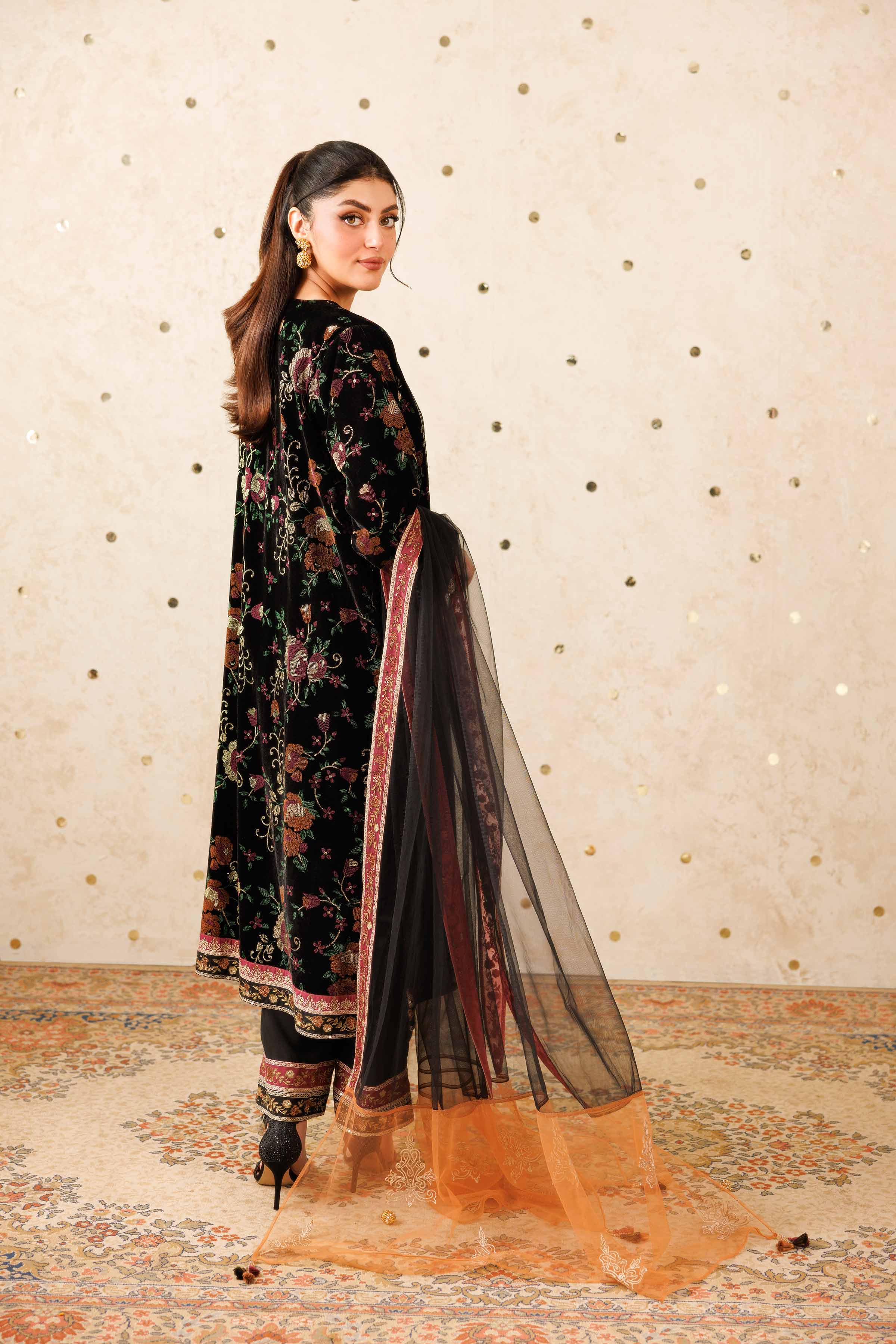 NishatUAE - Black Embroidered Velvet Suit Ready to wear Suit
