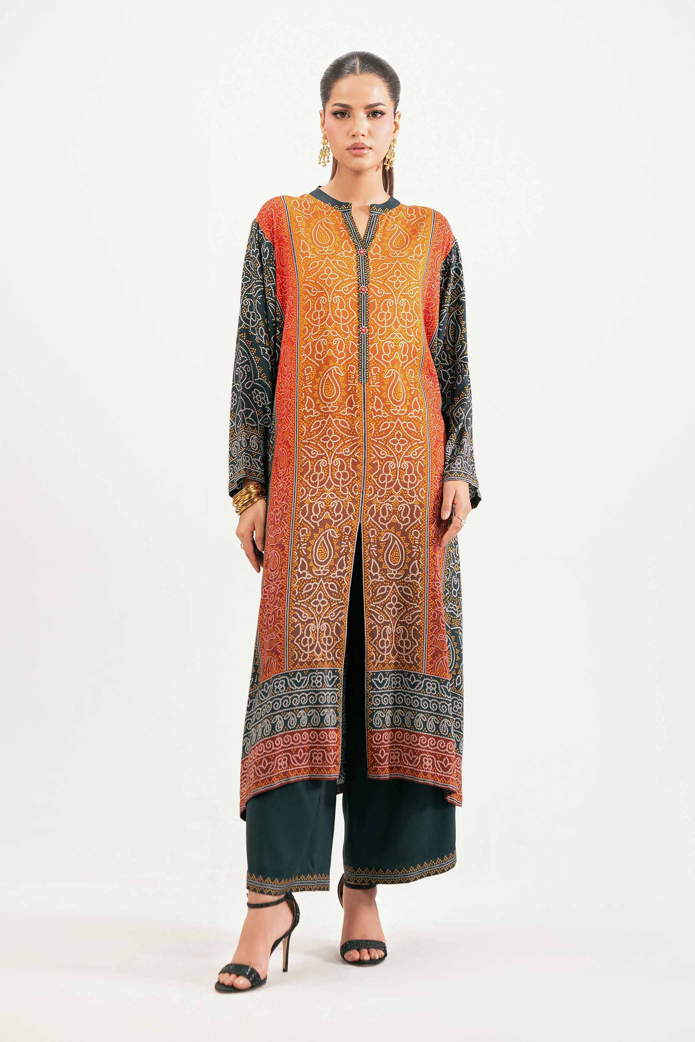 NISHATUAE - Multi Printed Linen 2-piece Ready to wear Dress