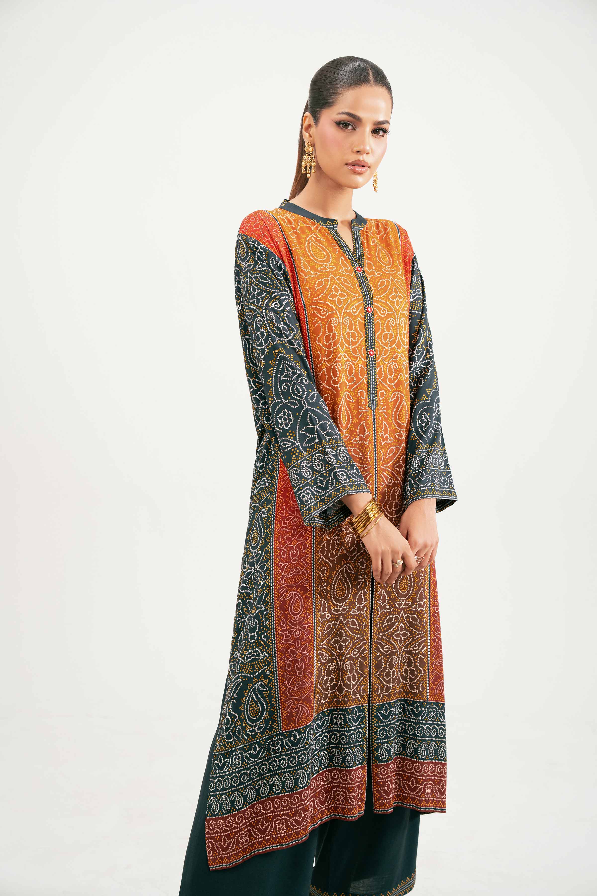 NISHATUAE - Multi Printed Linen 2-piece Ready to wear Dress