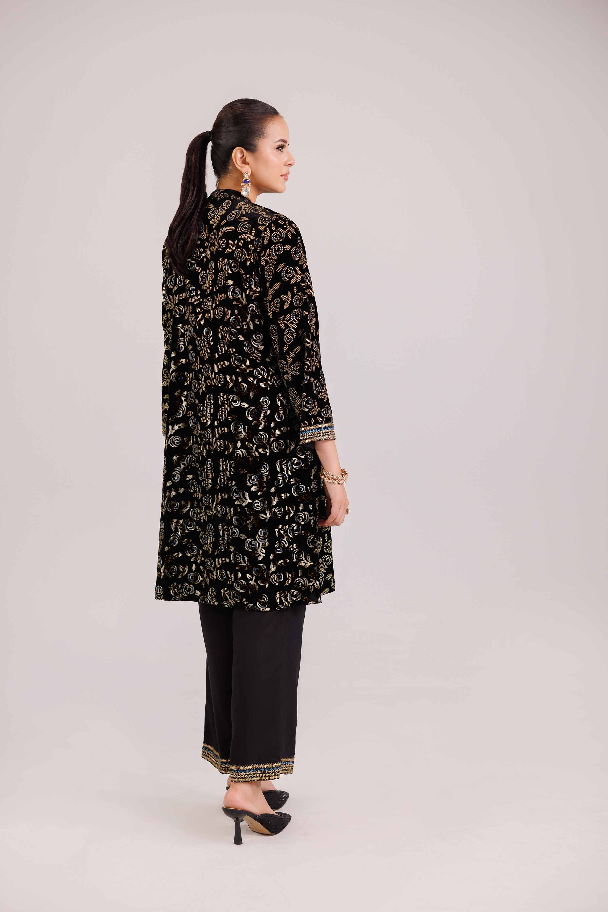 NishatUAE - Black Embroidered Velvet 2-piece Ready to wear Dress