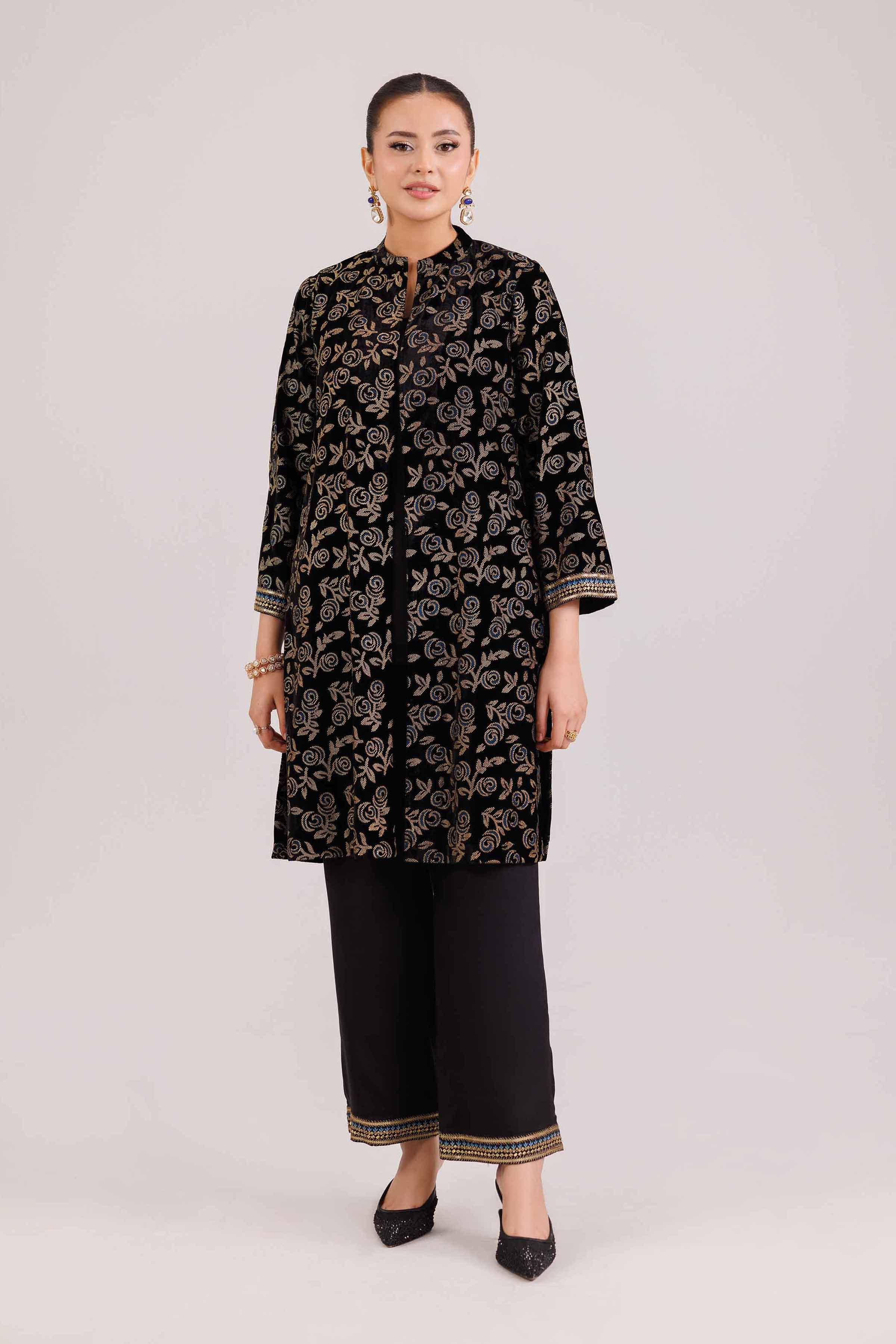 NishatUAE - Black Embroidered Velvet 2-piece Ready to wear Dress