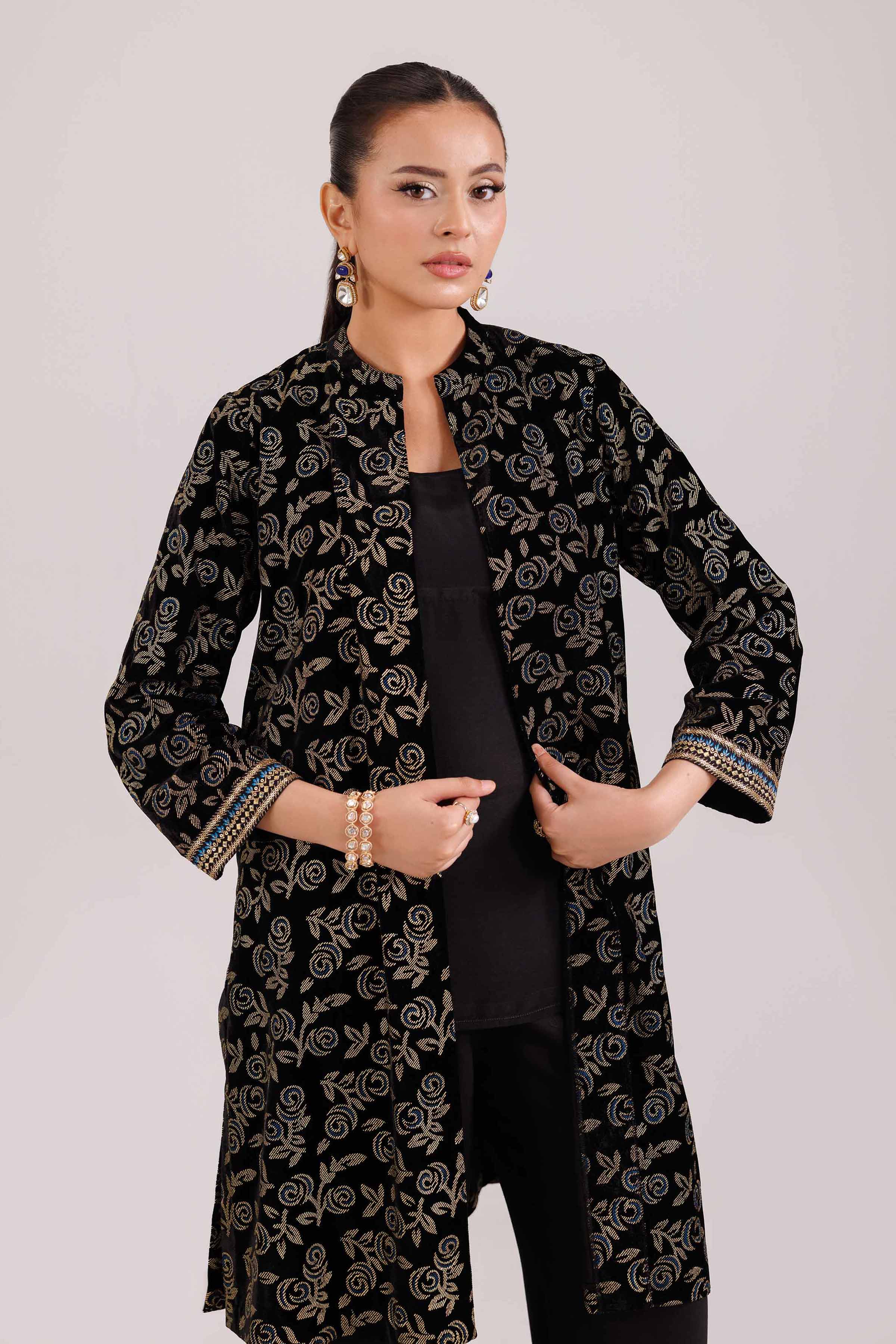 NishatUAE - Black Embroidered Velvet 2-piece Ready to wear Dress