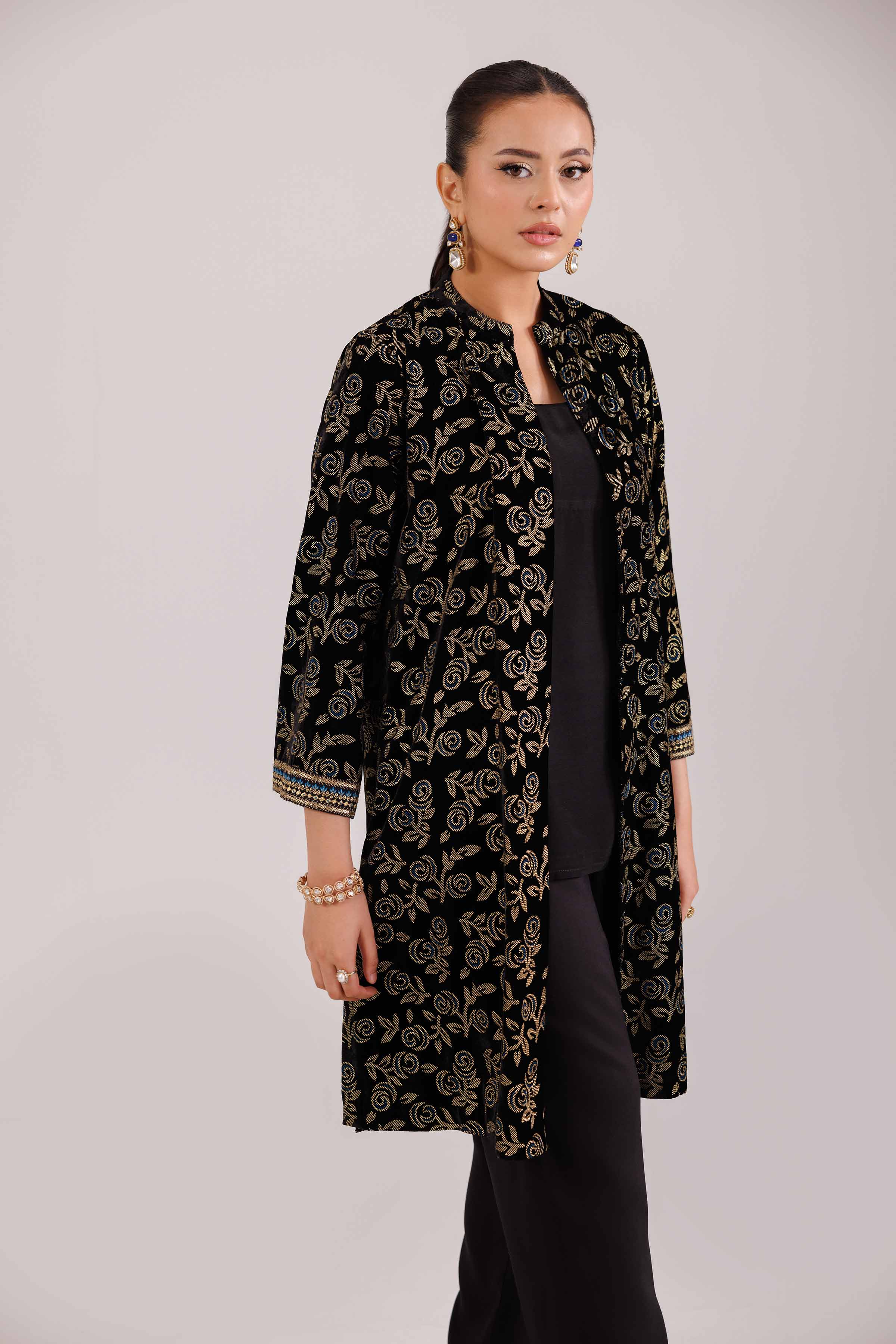 NishatUAE - Black Embroidered Velvet 2-piece Ready to wear Dress