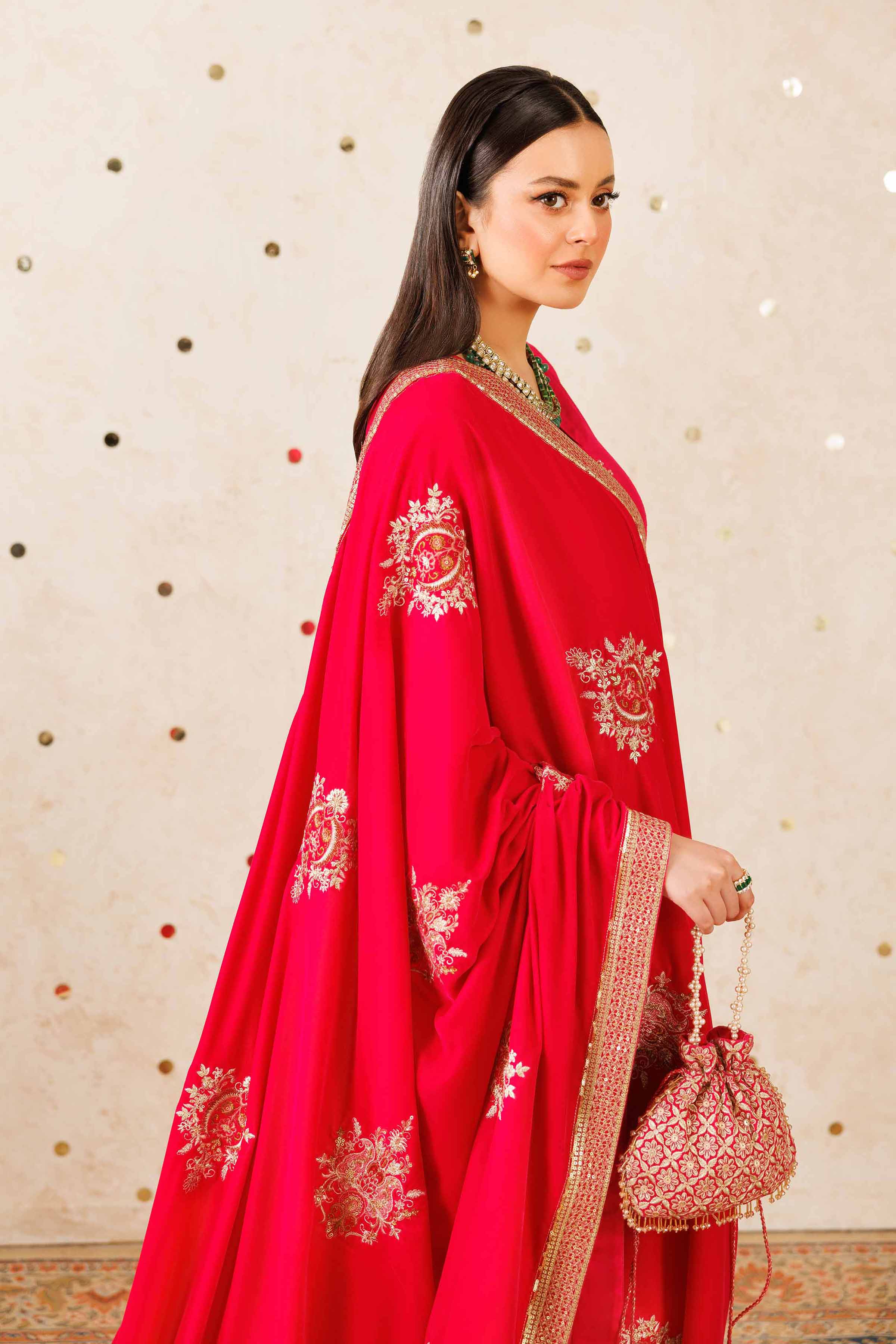 NISHATUAE - Red Embroidered Velvet shawl