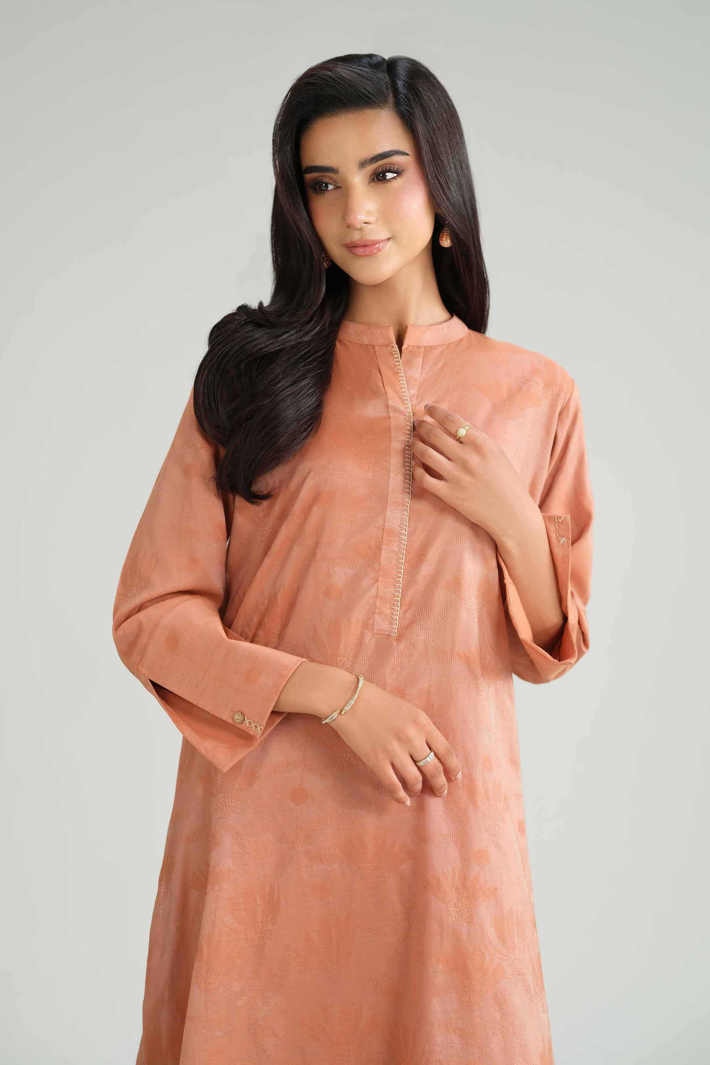 NISHATUAE - Pink Solids Jacquard 2-piece Ready to wear Dress