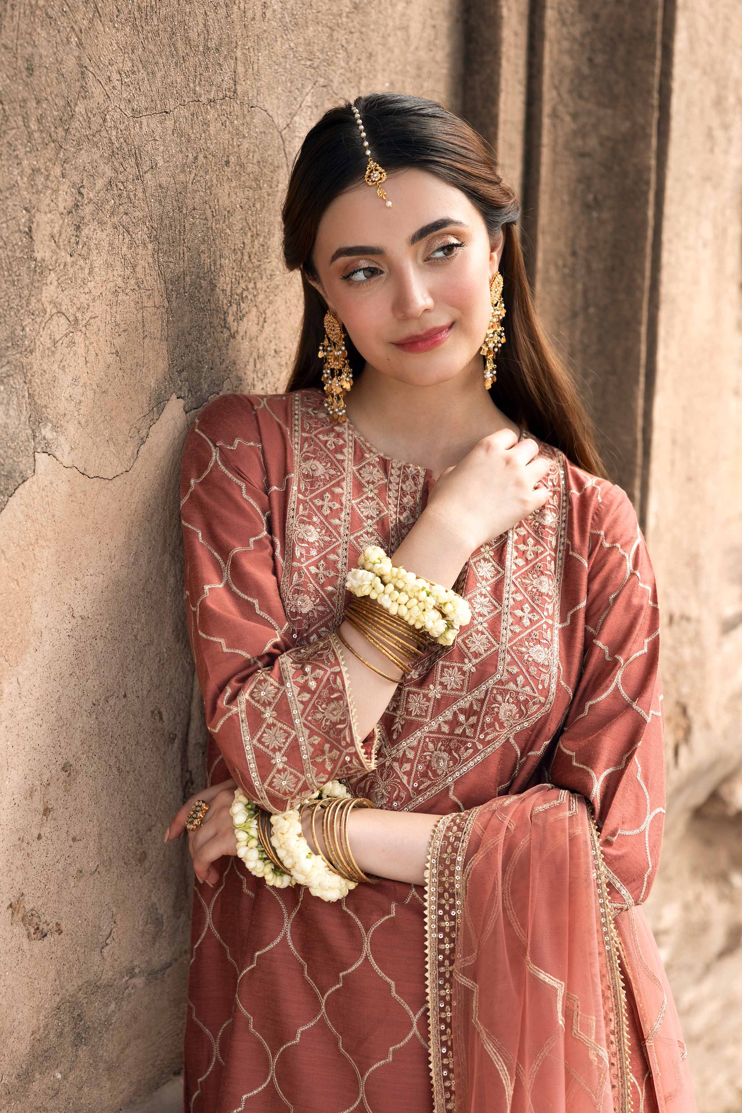 NISHATUAE - Pink Embroidered Silk 3-piece Ready to wear Suit