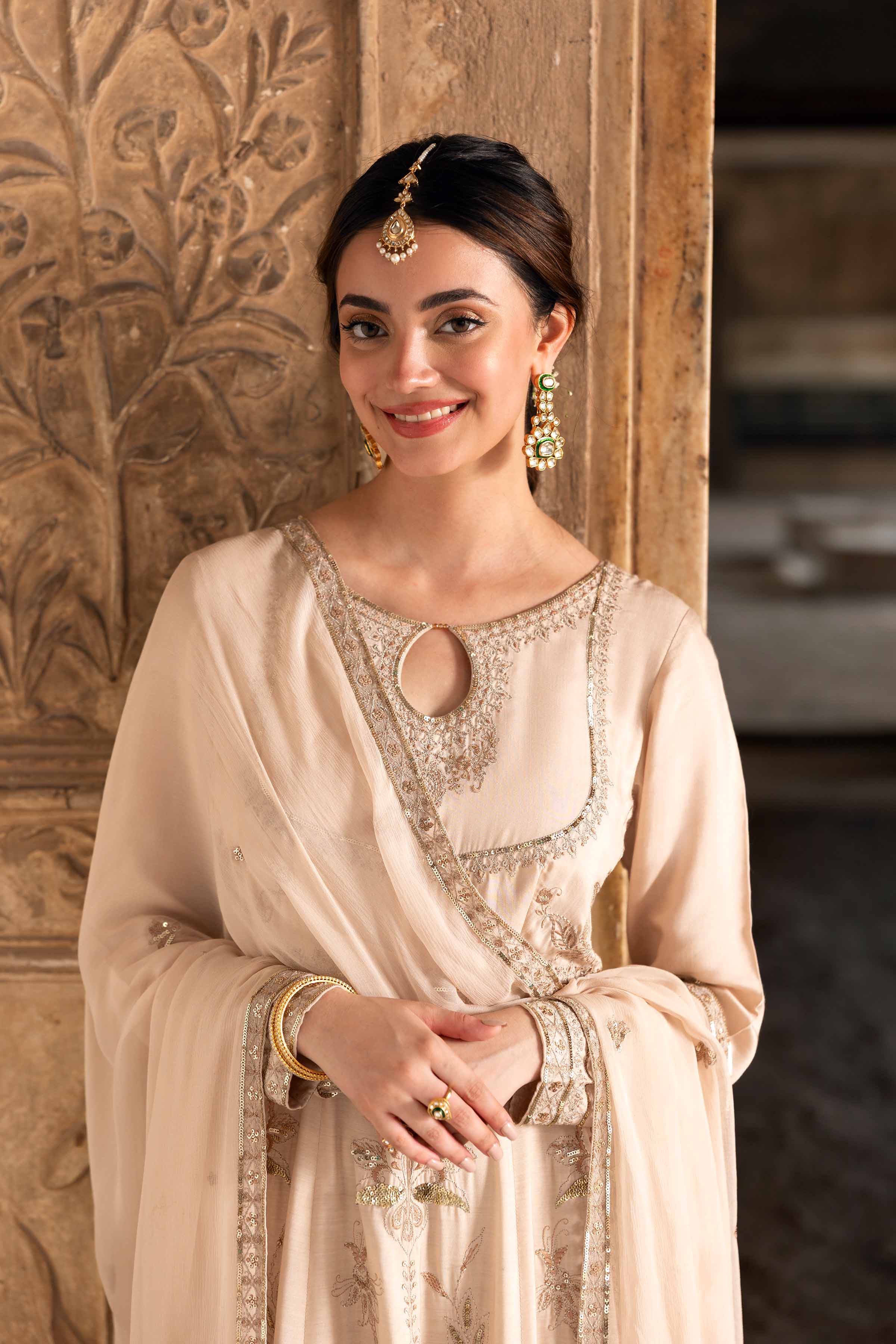 NISHATUAE - Off White Embroidered Viscose 2-piece Ready to wear Dress