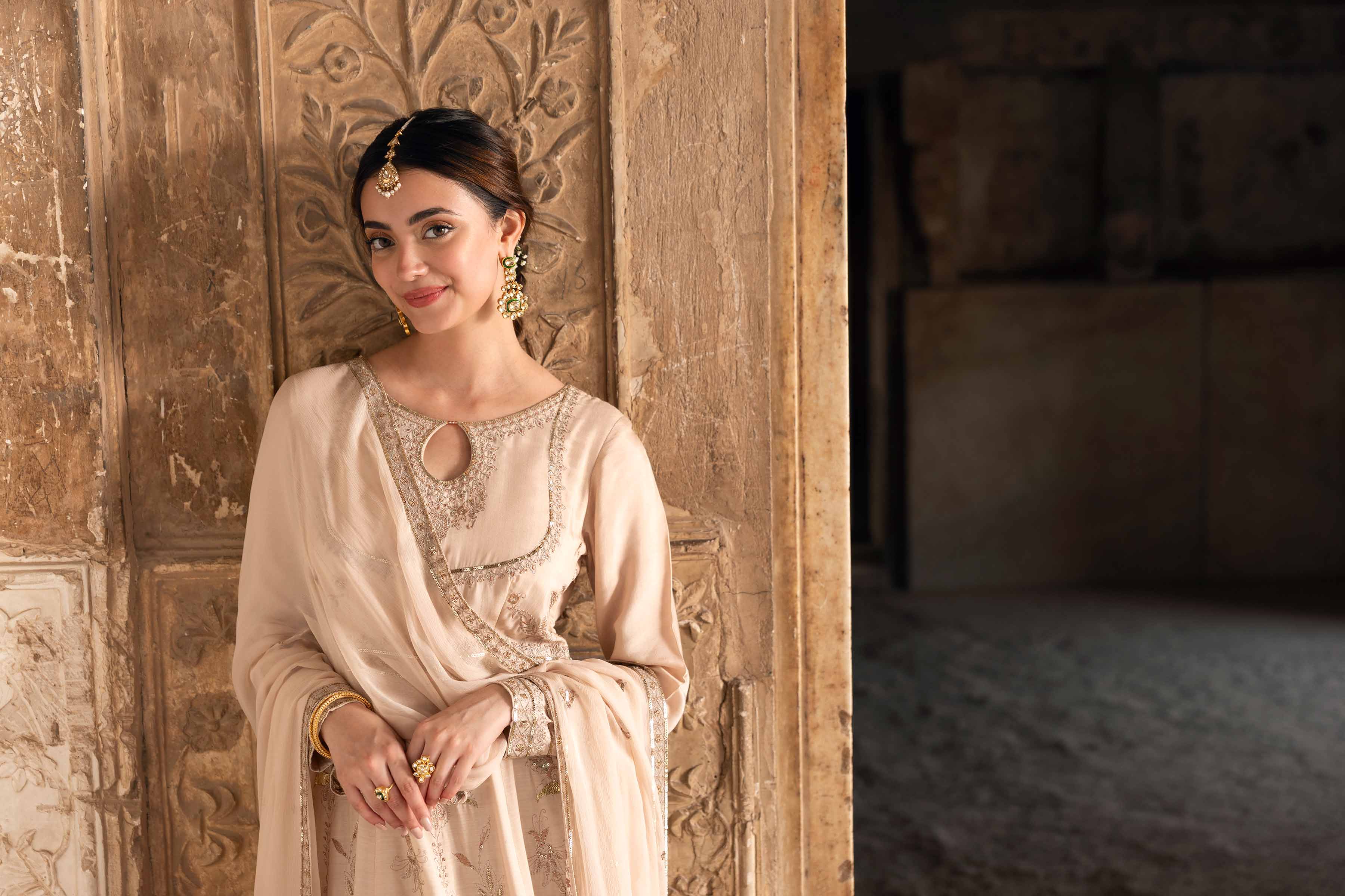 NISHATUAE - Off White Embroidered Viscose 2-piece Ready to wear Dress