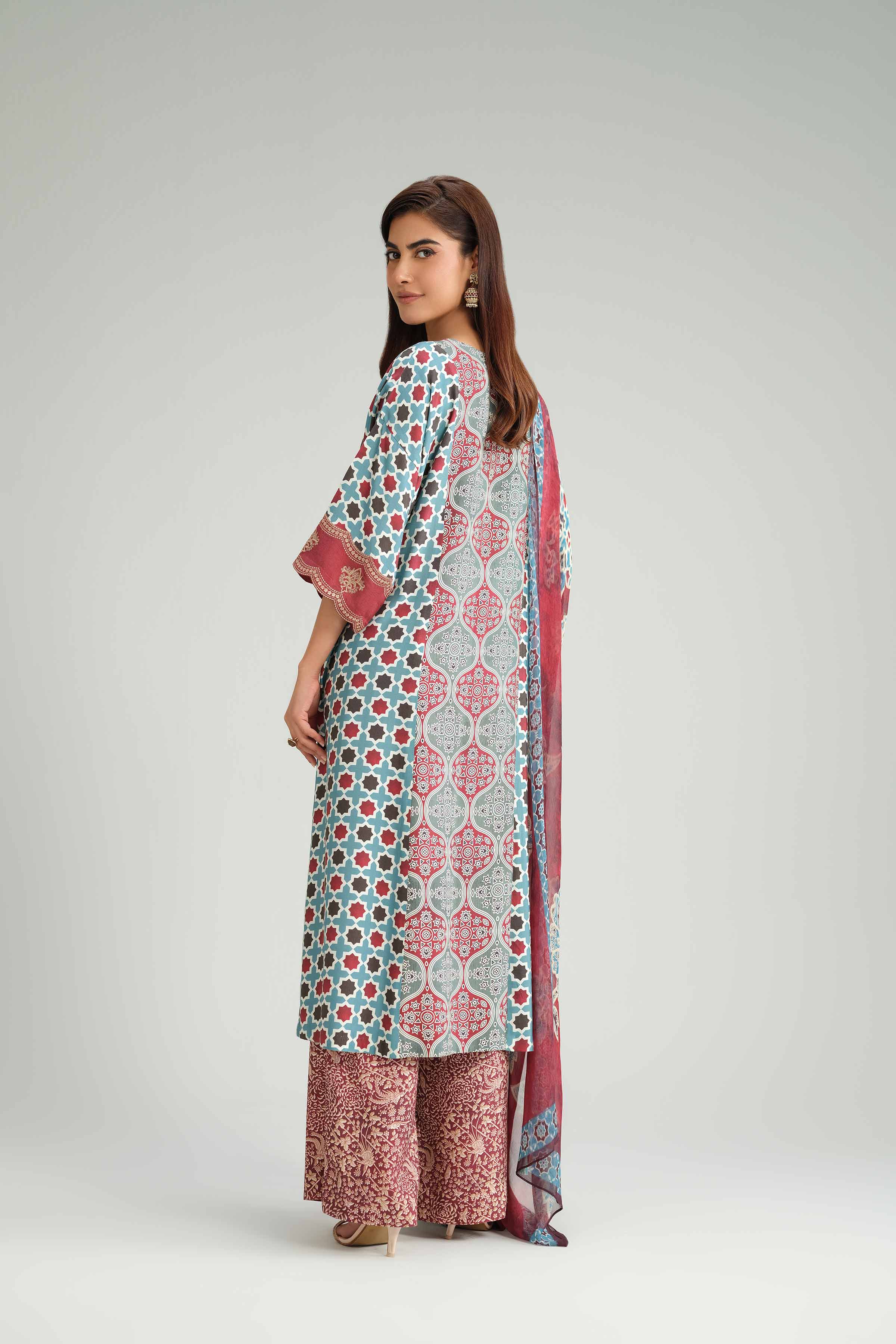 NISHATUAE - Multi Embroidered Silk 3-piece Ready to wear Suit