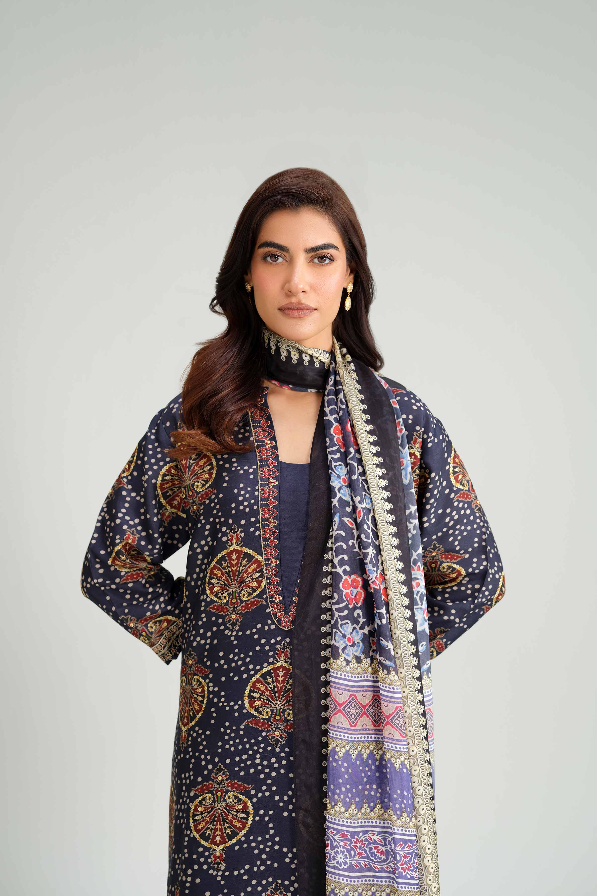 NishatUAE - Blue Embroidered Silk Suit Ready to wear Suit