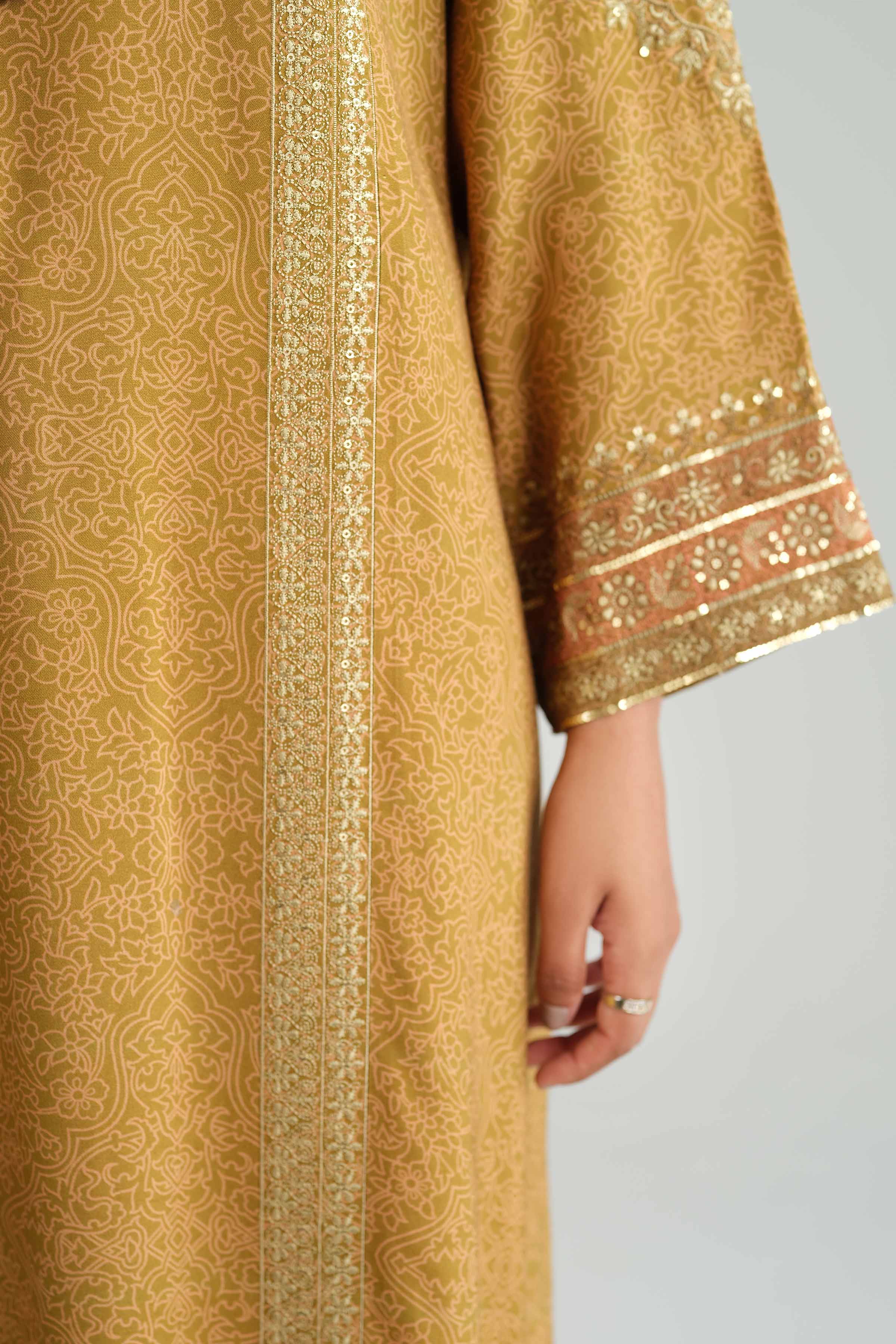 NishatUAE - Green Embroidered Silk 3-piece Ready To Wear Suit