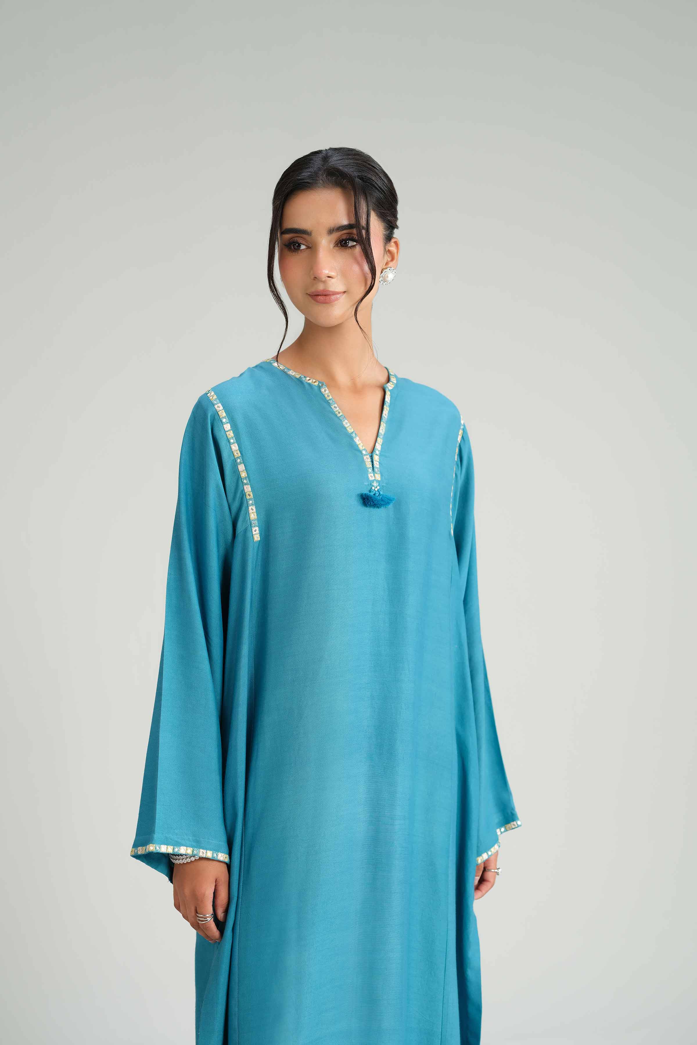 NISHATUAE - Blue Solids Silk 2-piece Ready to wear Dress