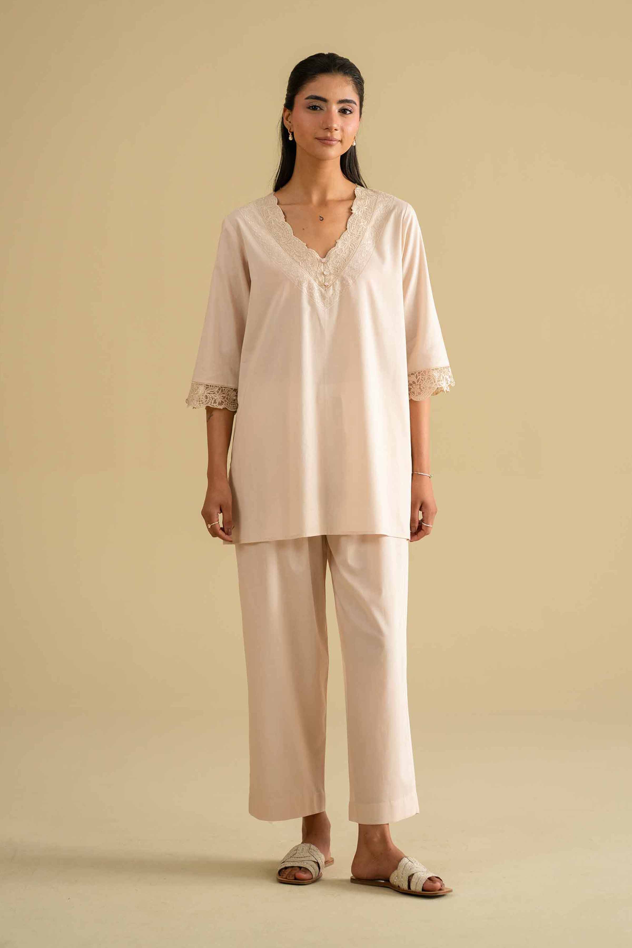 2 Piece - Embroidered Loungewear - KLS26-07
