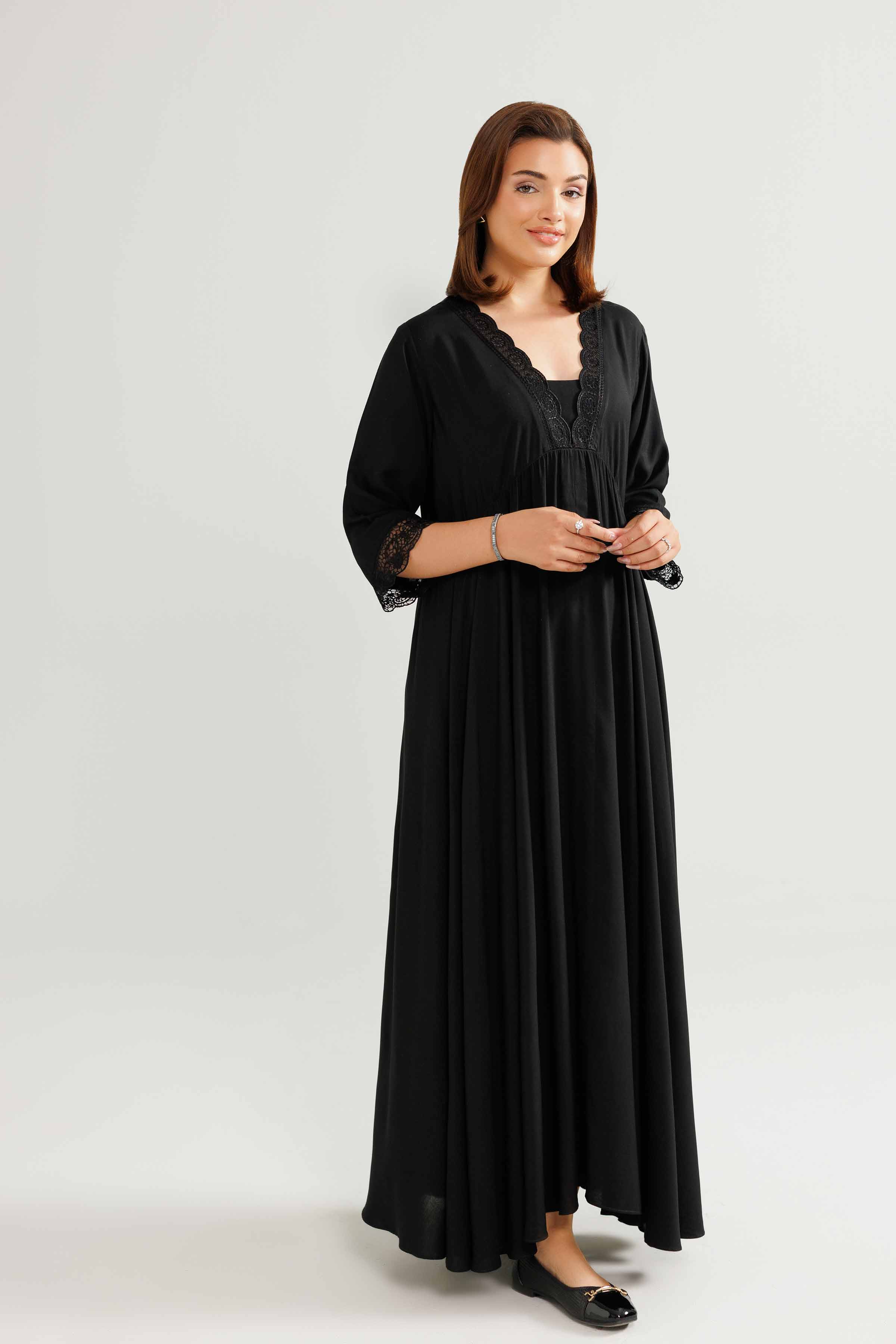 NishatUAE - Black Embroidered Linen Ready to wear Loungewear