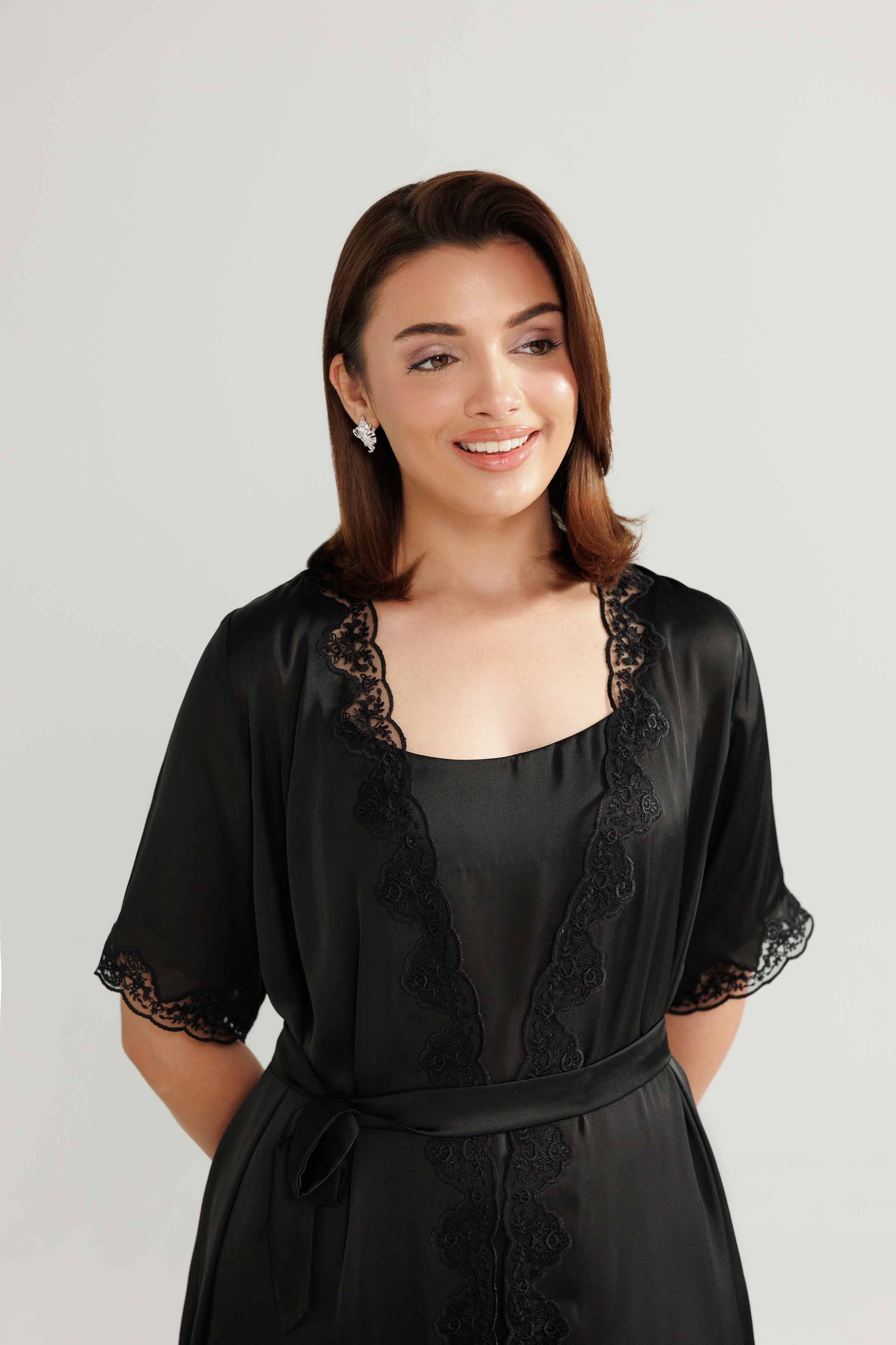 NISHATUAE - Black Embroidered Silk 3-piece Ready to wear Suit