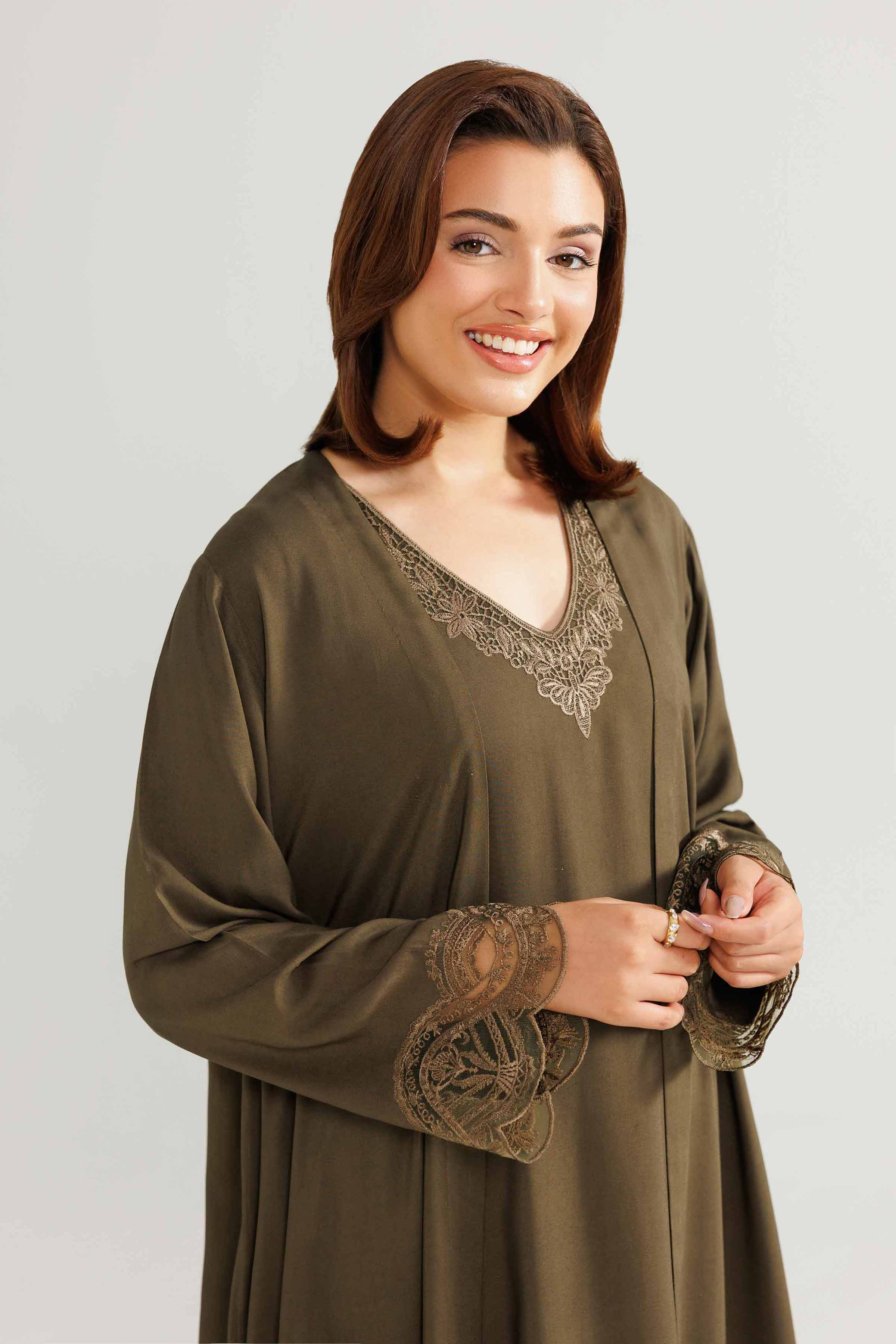NishatUAE - Green Embroidered Linen 2-piece Ready To Wear Loungewear