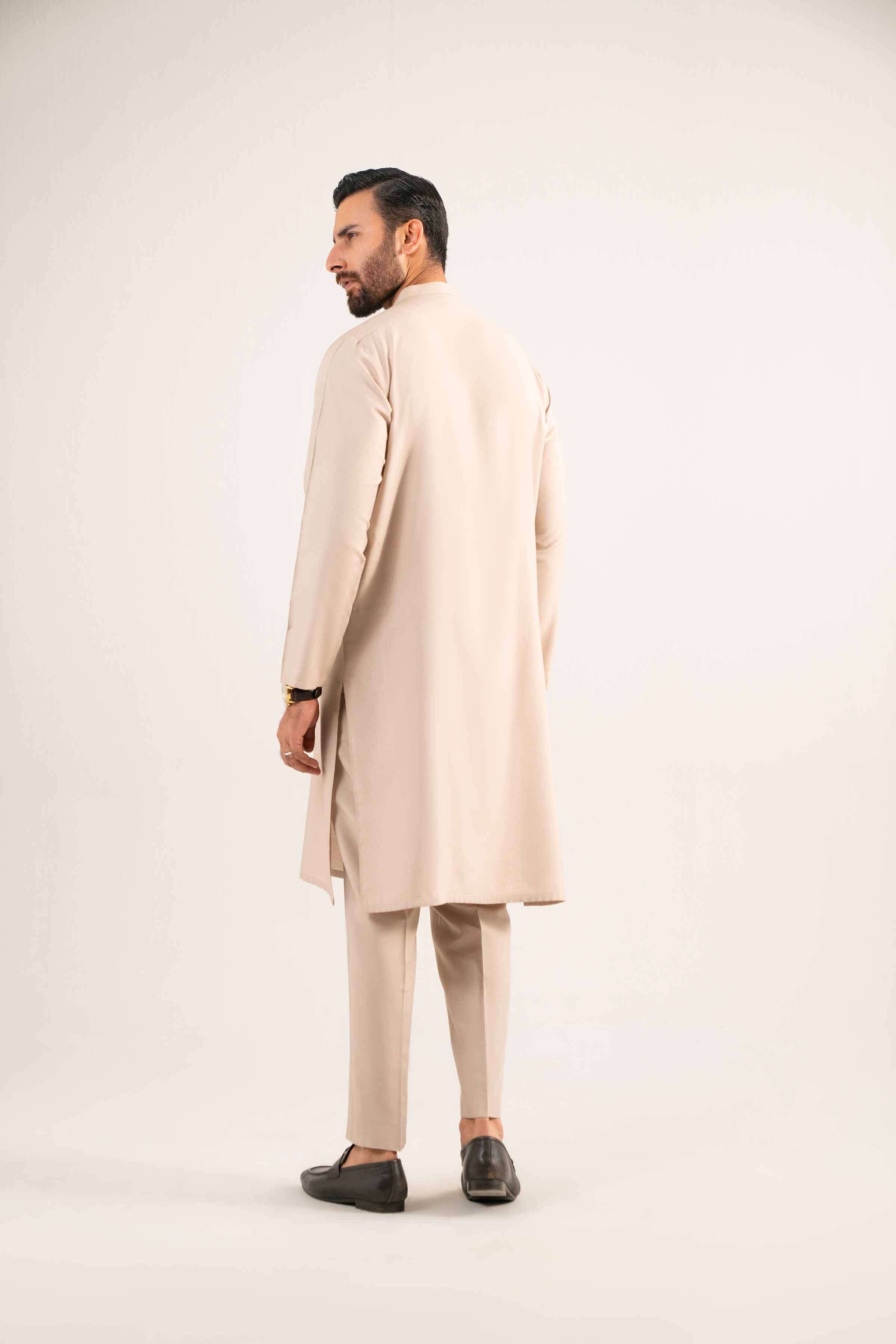 NISHATUAE - Beige Solids Satin 2-piece Ready to wear Dress