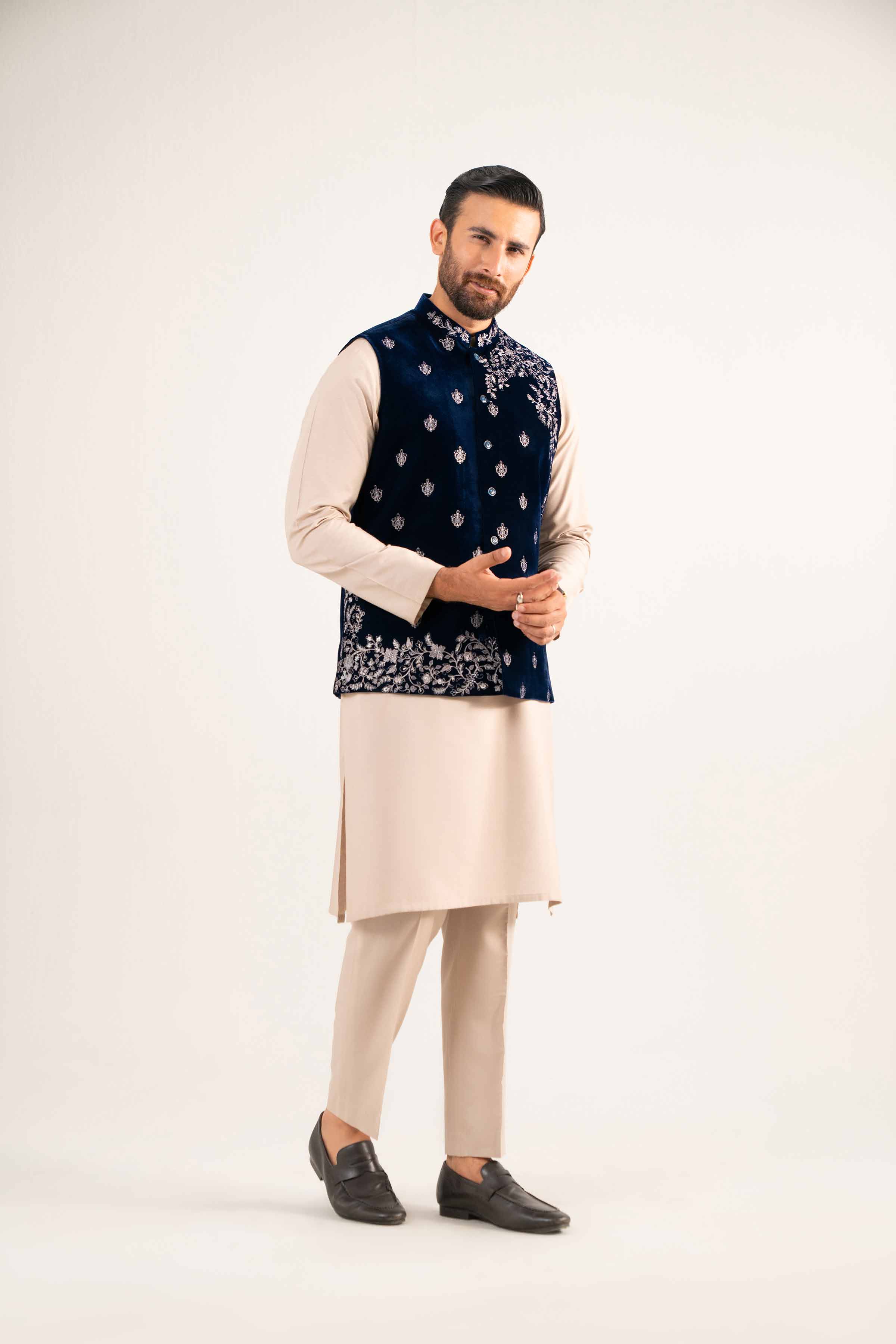 NISHATUAE - Blue Embroidered Velvet Ready to wear ready to wear