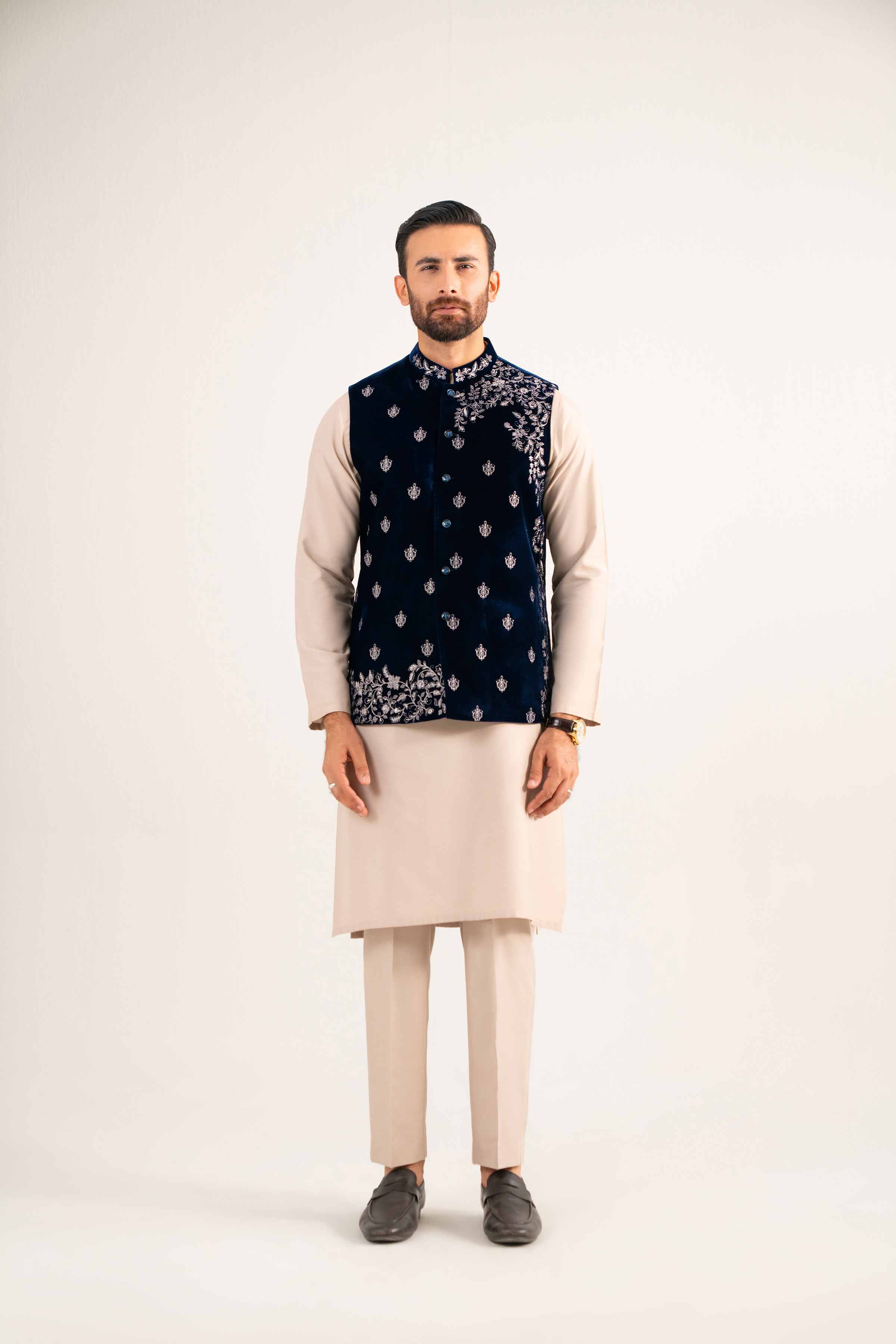 NISHATUAE - Blue Embroidered Velvet Ready to wear ready to wear