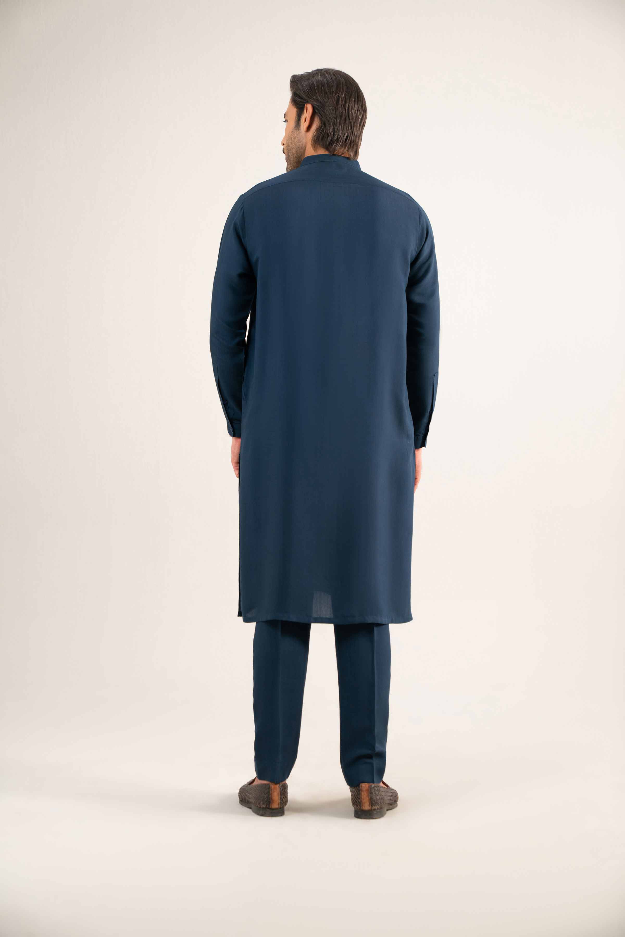 NishatUAE - Blue Solid Viscose 2-piece Ready To Wear Dress