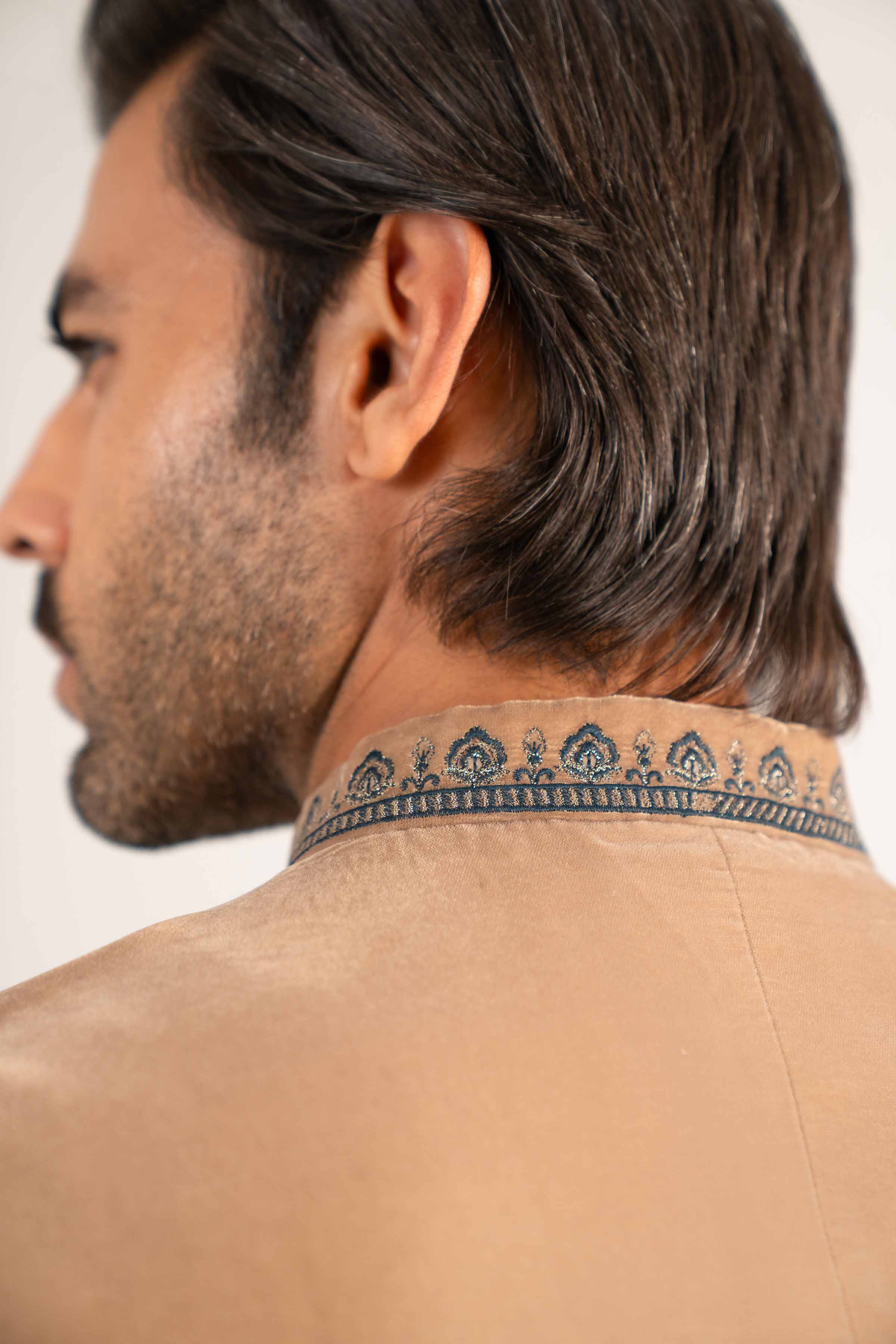 NISHATUAE - Beige Embroidered Velvet Ready to wear ready to wear