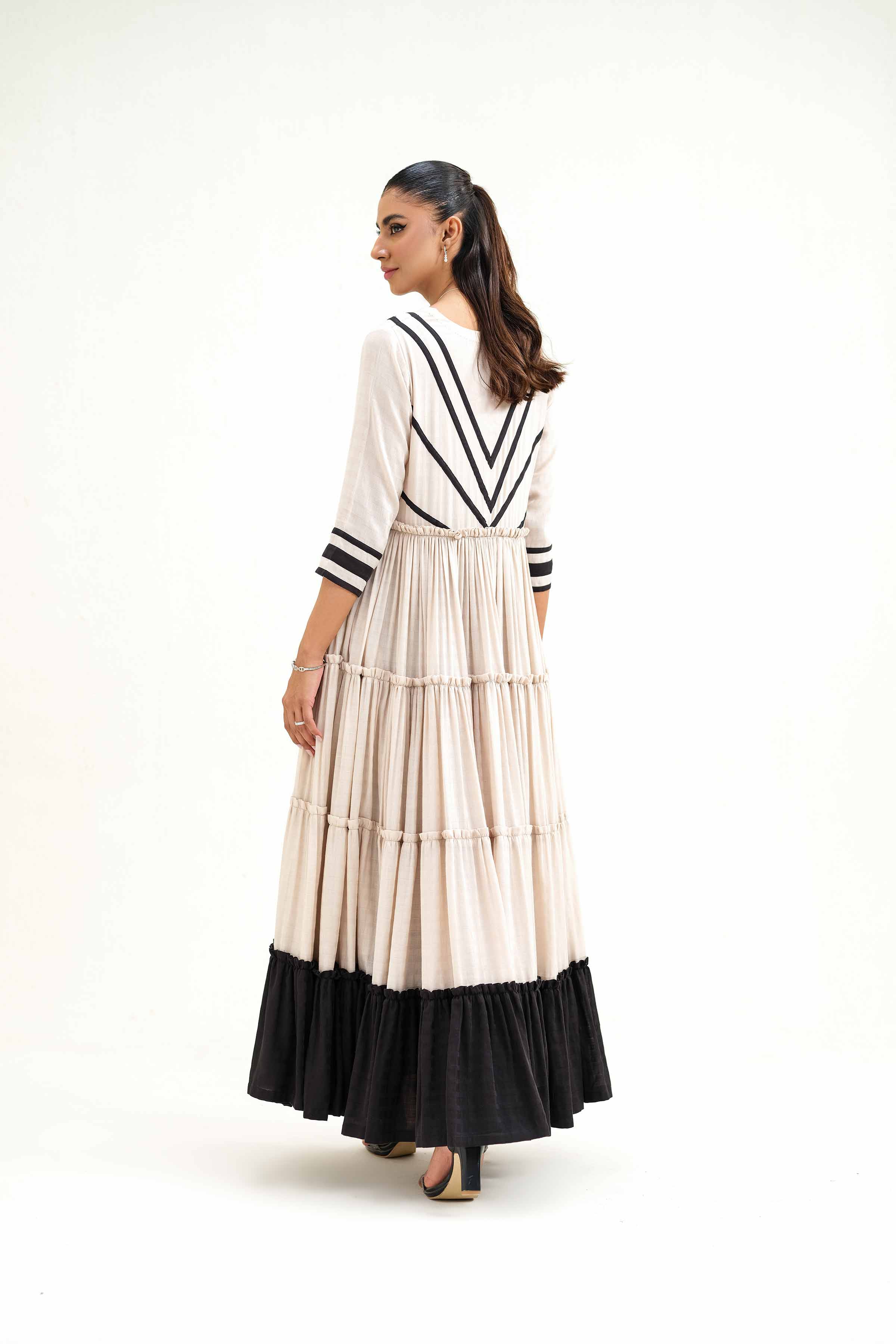 NishatUAE - Ivory Solid Ready To Wear Dress