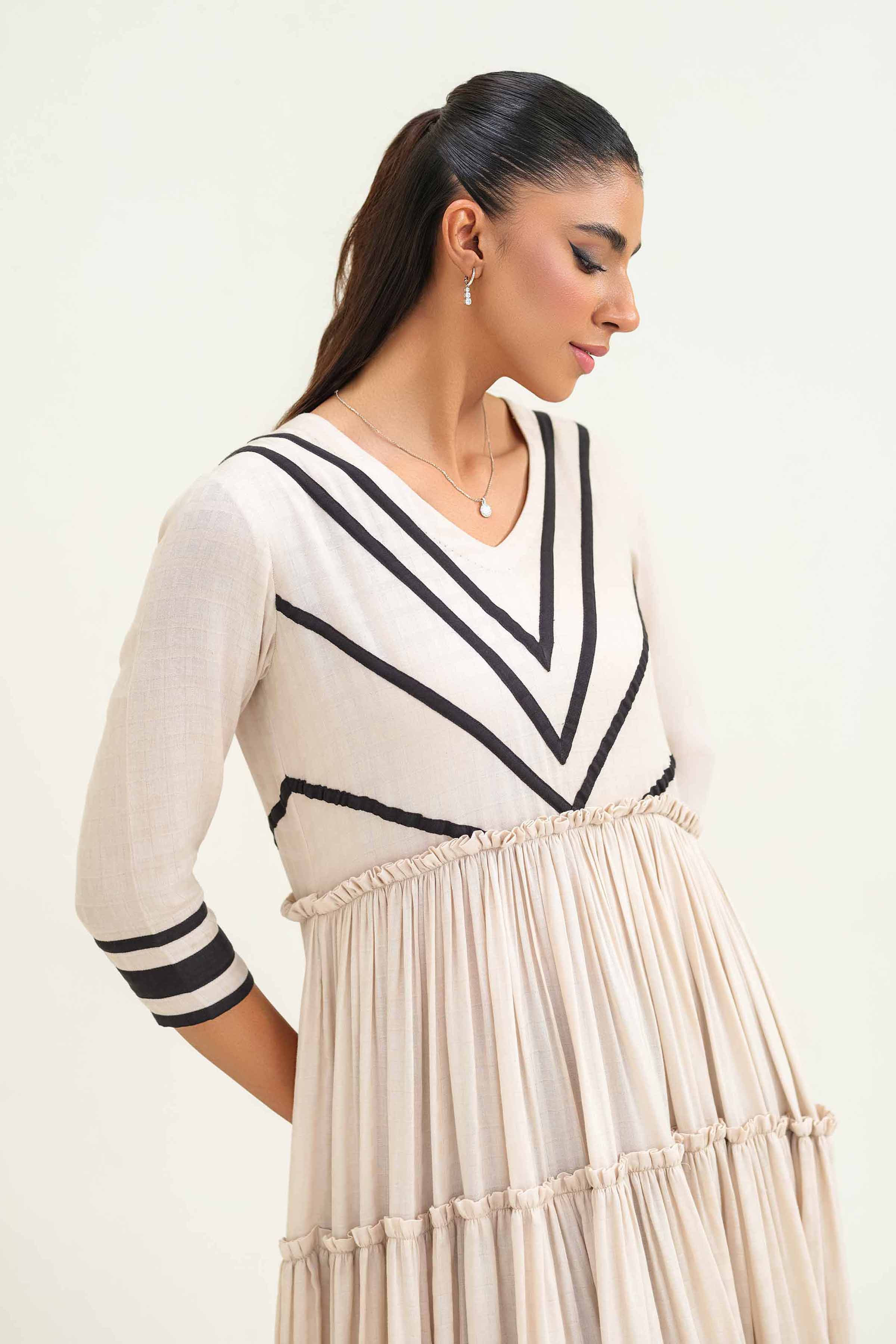 NishatUAE - Ivory Solid Ready To Wear Dress